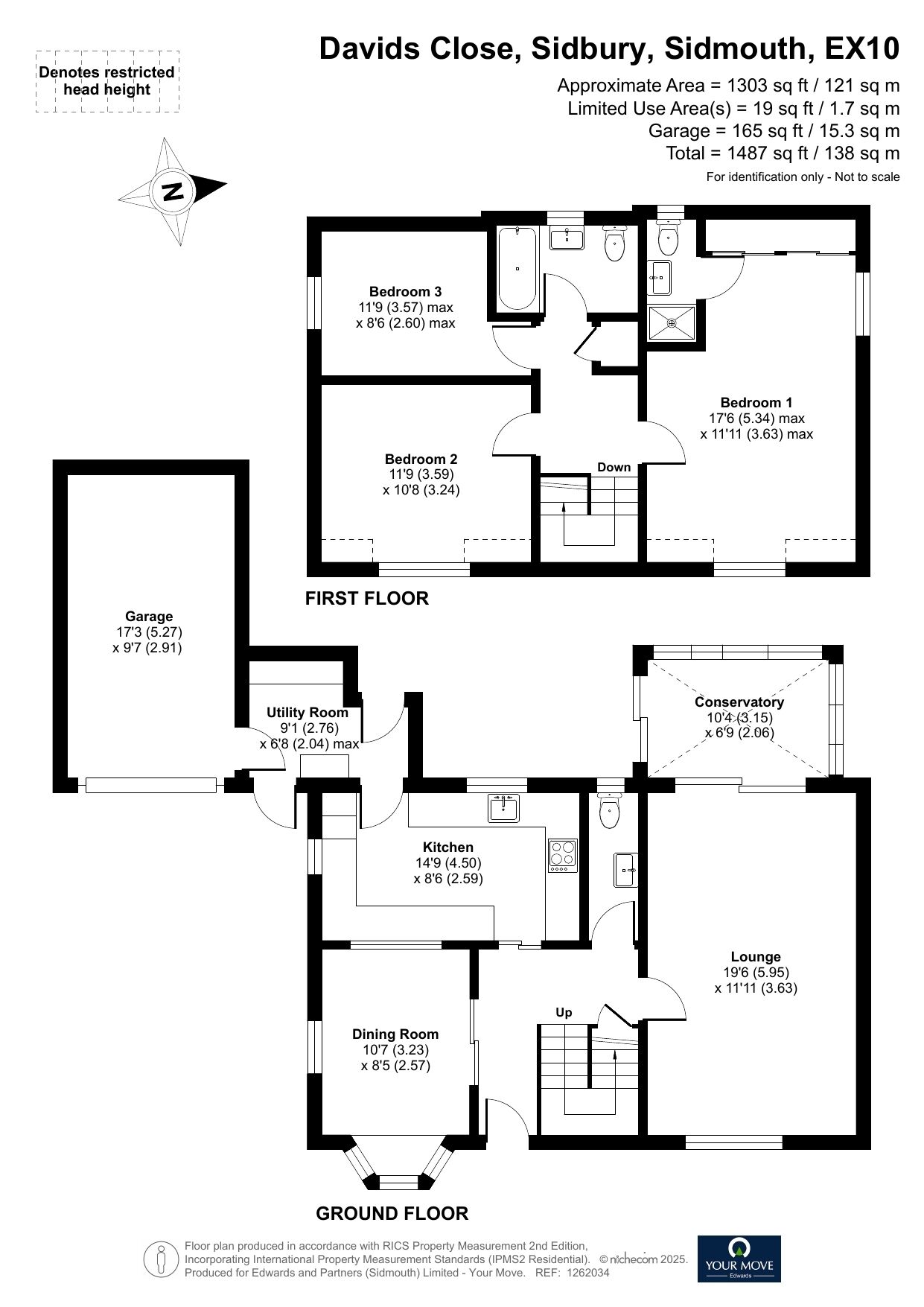 Floorplan of 3 bedroom Detached House for sale, Davids Close, Sidbury, Devon, EX10