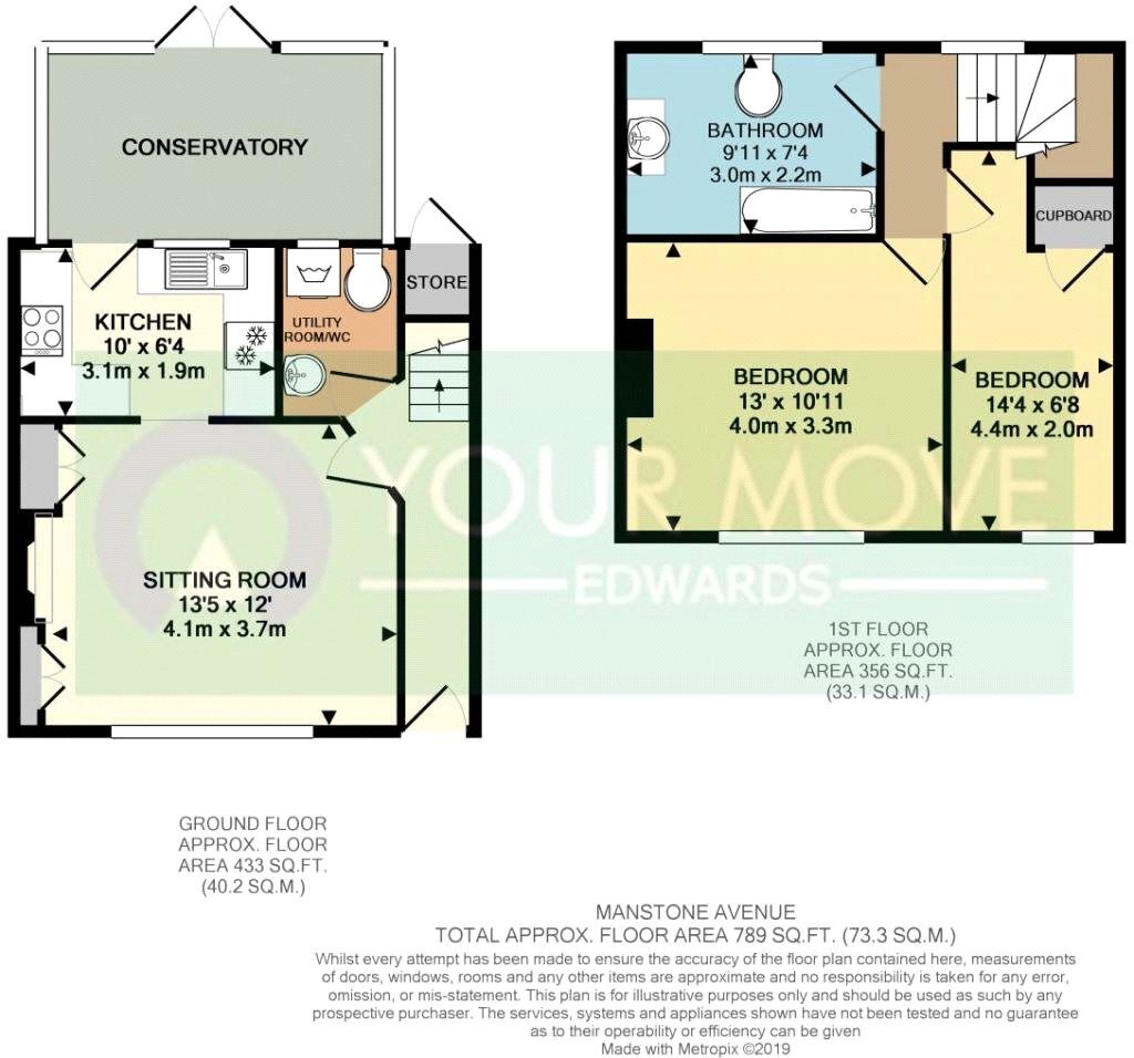 Floorplan of 2 bedroom Mid Terrace House for sale, Manstone Avenue, Sidmouth, Devon, EX10
