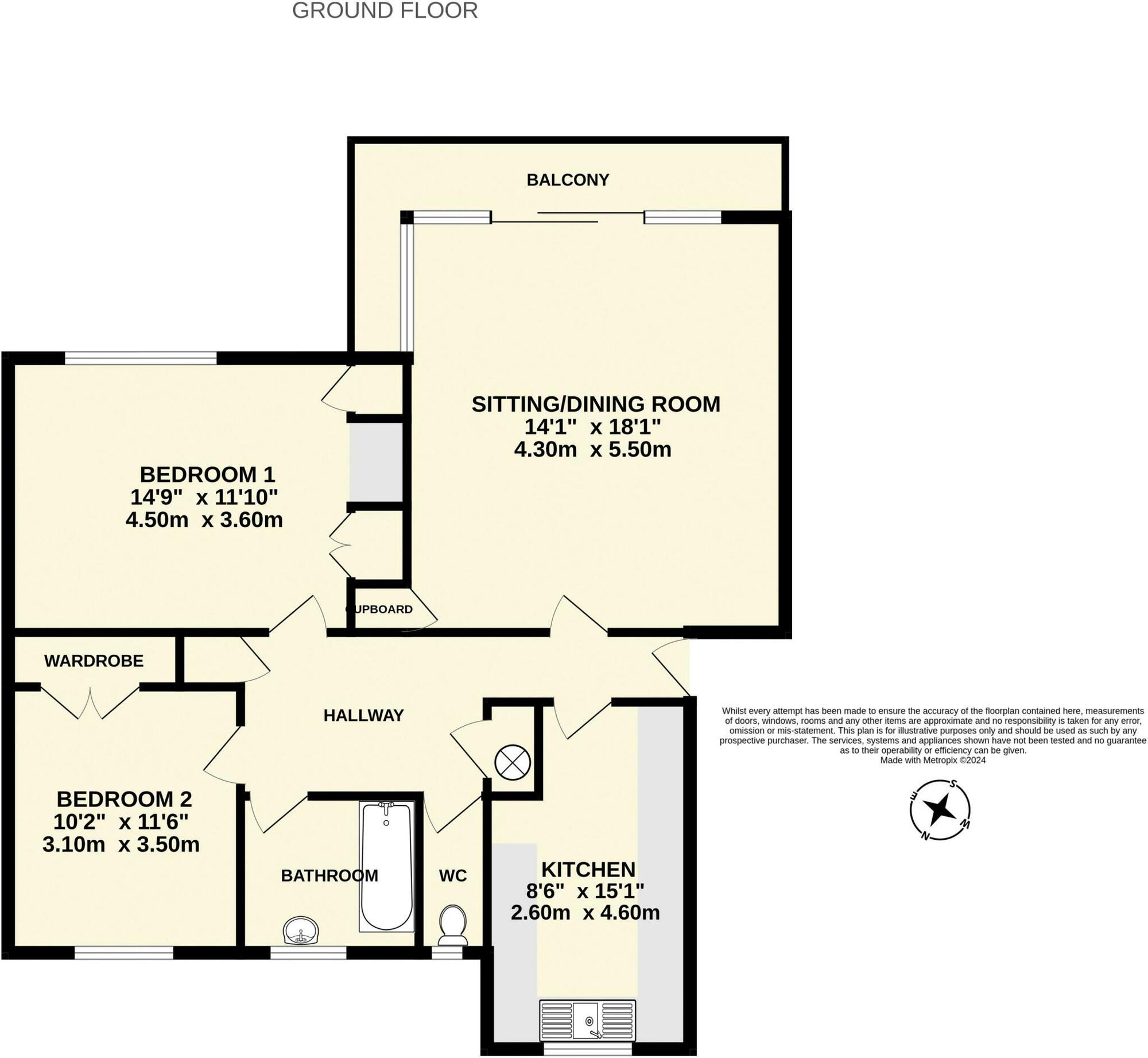 Floorplan of 2 bedroom  Flat for sale, Cottington Court, Sidmouth, Devon, EX10