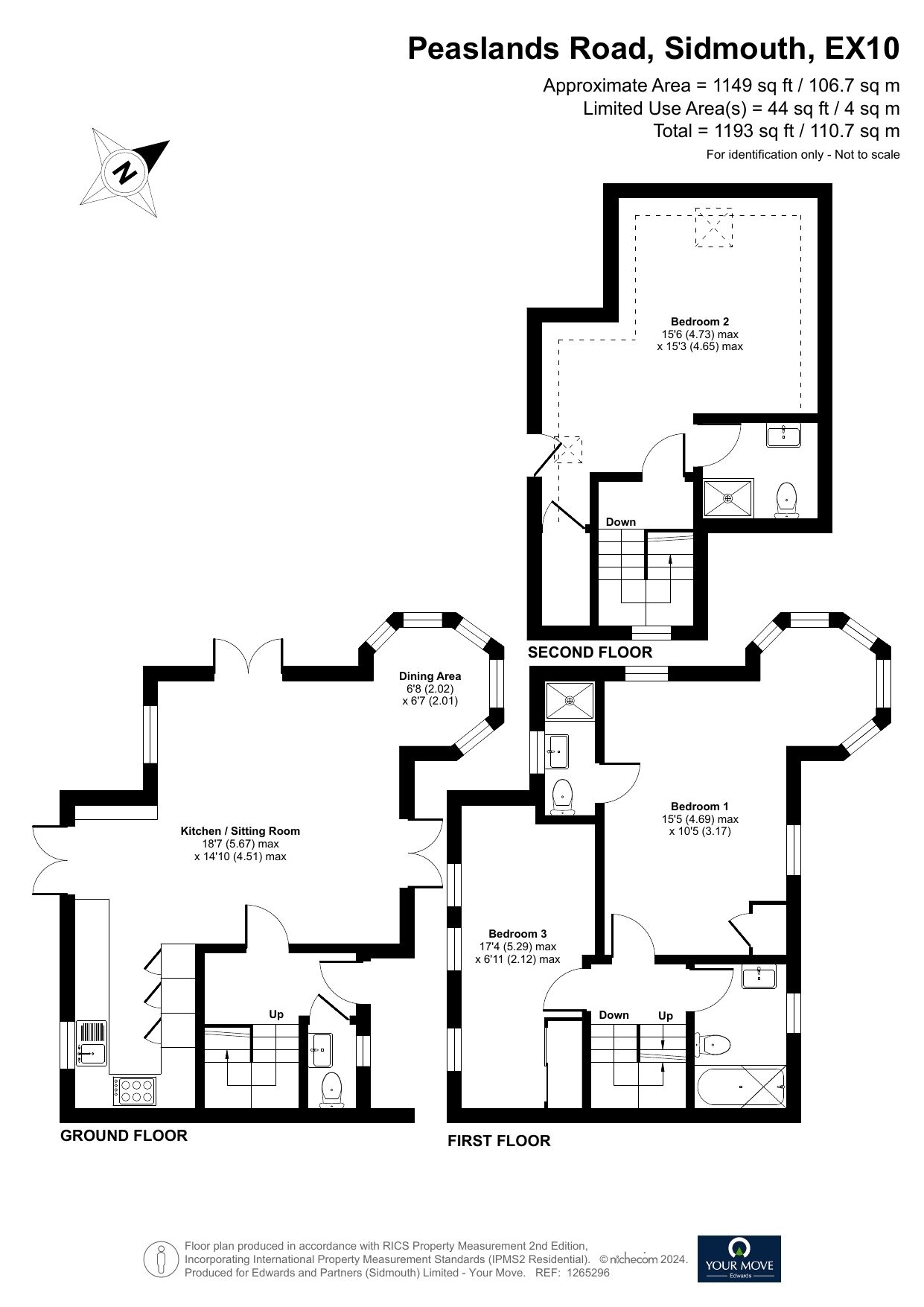 Floorplan of 3 bedroom Detached House for sale, Peaslands Road, Sidmouth, Devon, EX10
