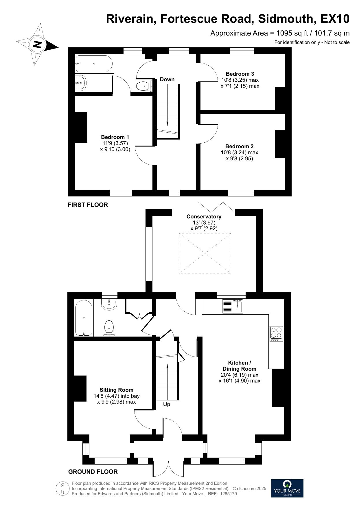 Floorplan of 3 bedroom Semi Detached House for sale, Fortescue Road, Sidmouth, Devon, EX10