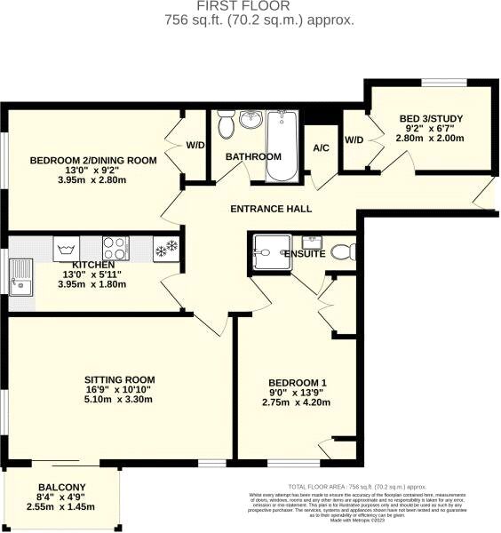 Floorplan of 3 bedroom  Flat for sale, The Laurels, Sidmouth, Devon, EX10