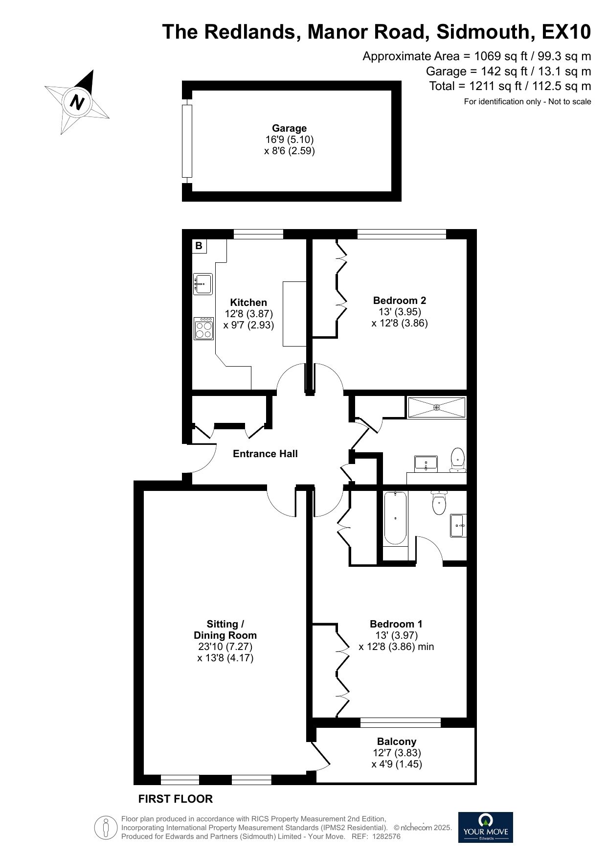 Floorplan of 2 bedroom  Flat for sale, The Redlands, Manor Road, Devon, EX10