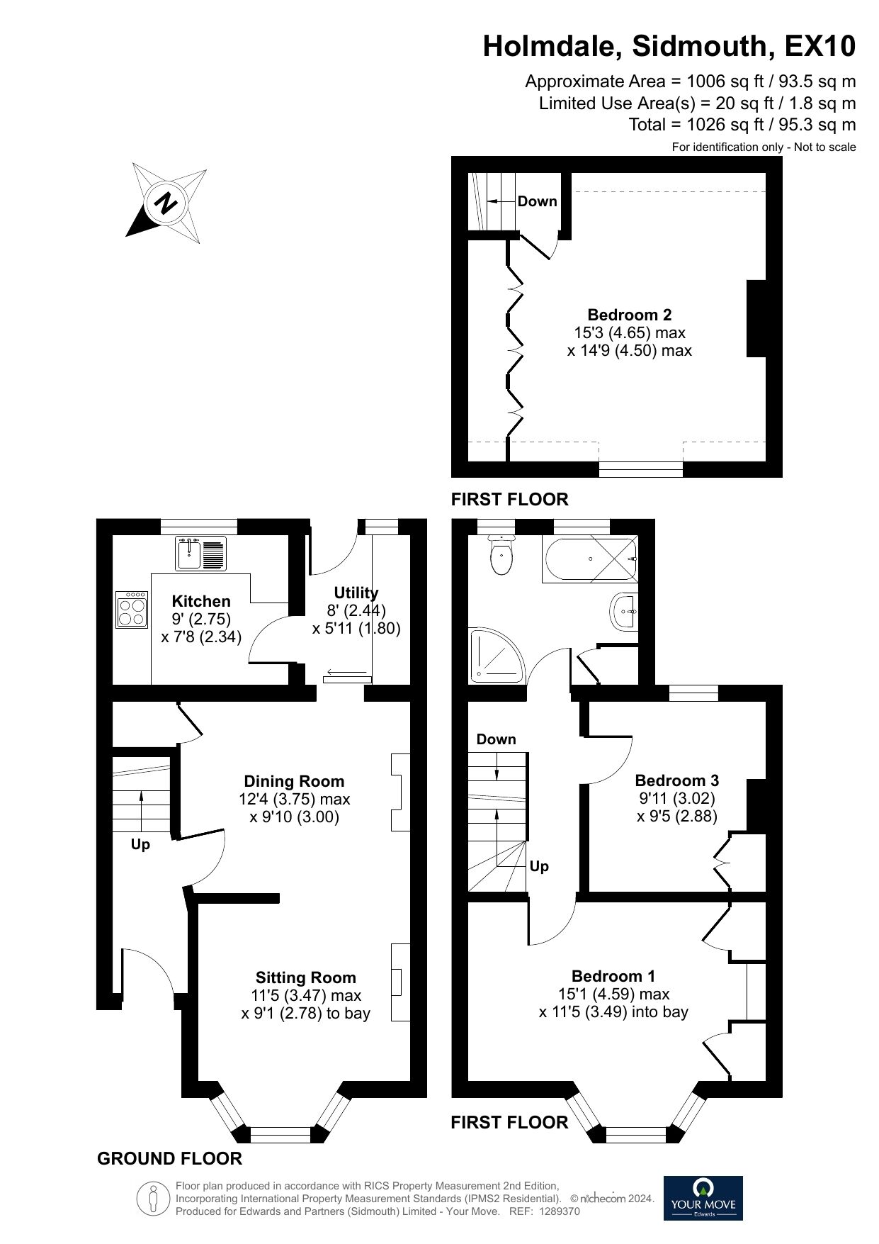 Floorplan of 3 bedroom Mid Terrace House for sale, Holmdale, Sidmouth, Devon, EX10
