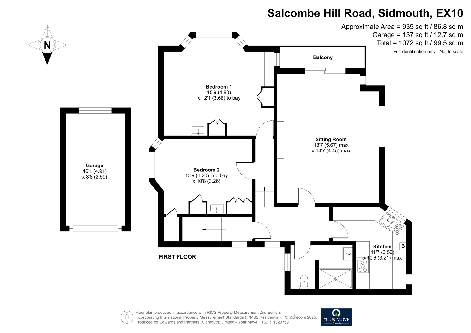 Floorplan of 2 bedroom  Flat for sale, Salcombe Hill Road, Sidmouth, Devon, EX10