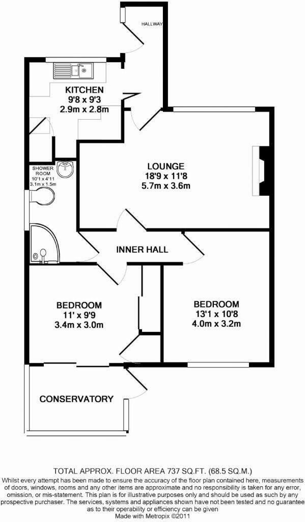 Floorplan of 2 bedroom Semi Detached Bungalow for sale, Ashley Crescent, Sidmouth, Devon, EX10