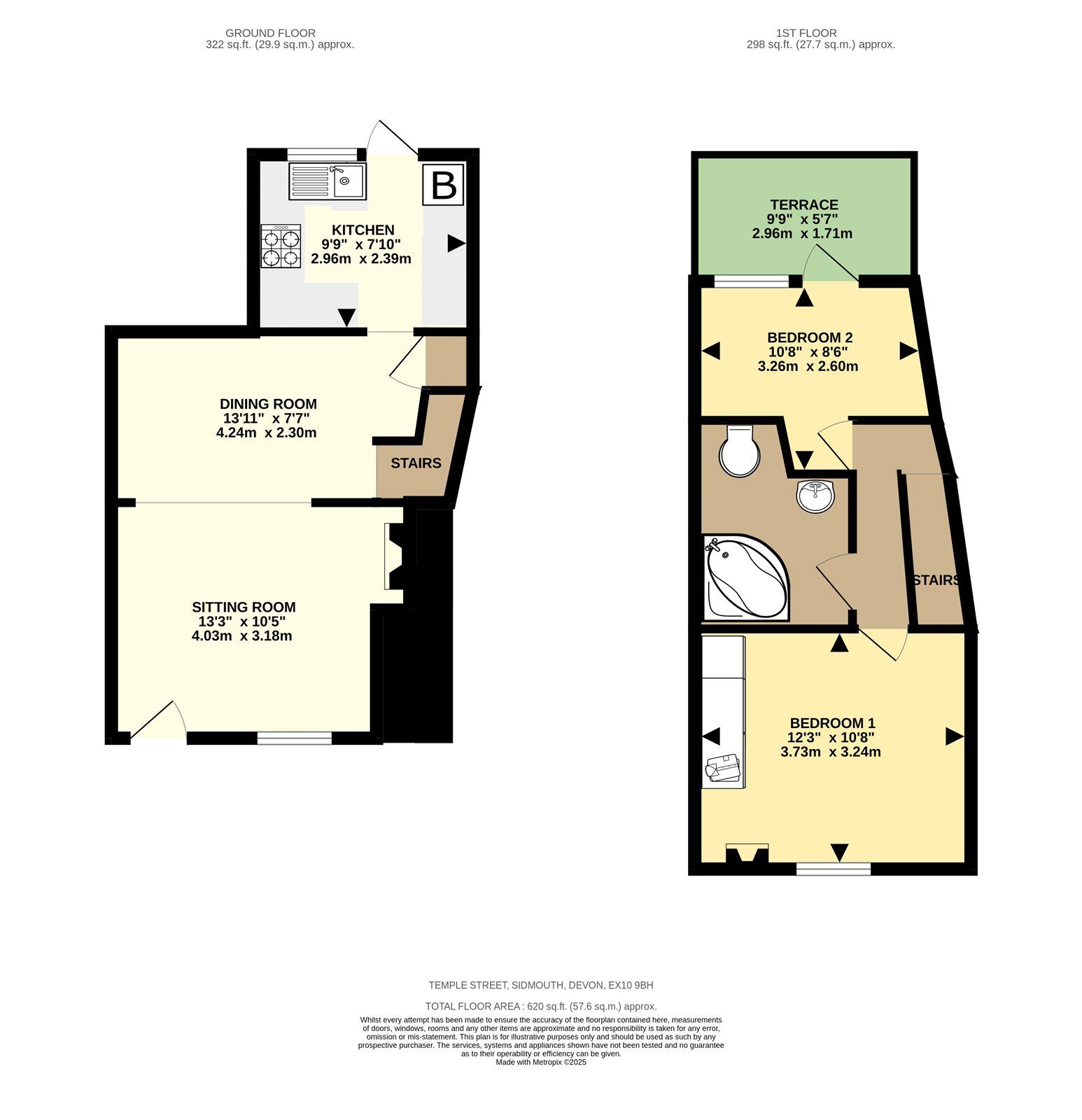 Floorplan of 2 bedroom Mid Terrace House for sale, Temple Street, Sidmouth, Devon, EX10