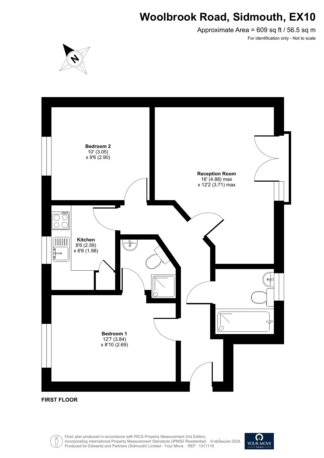 Floorplan of 2 bedroom  Flat for sale, Woolbrook Road, Sidmouth, Devon, EX10