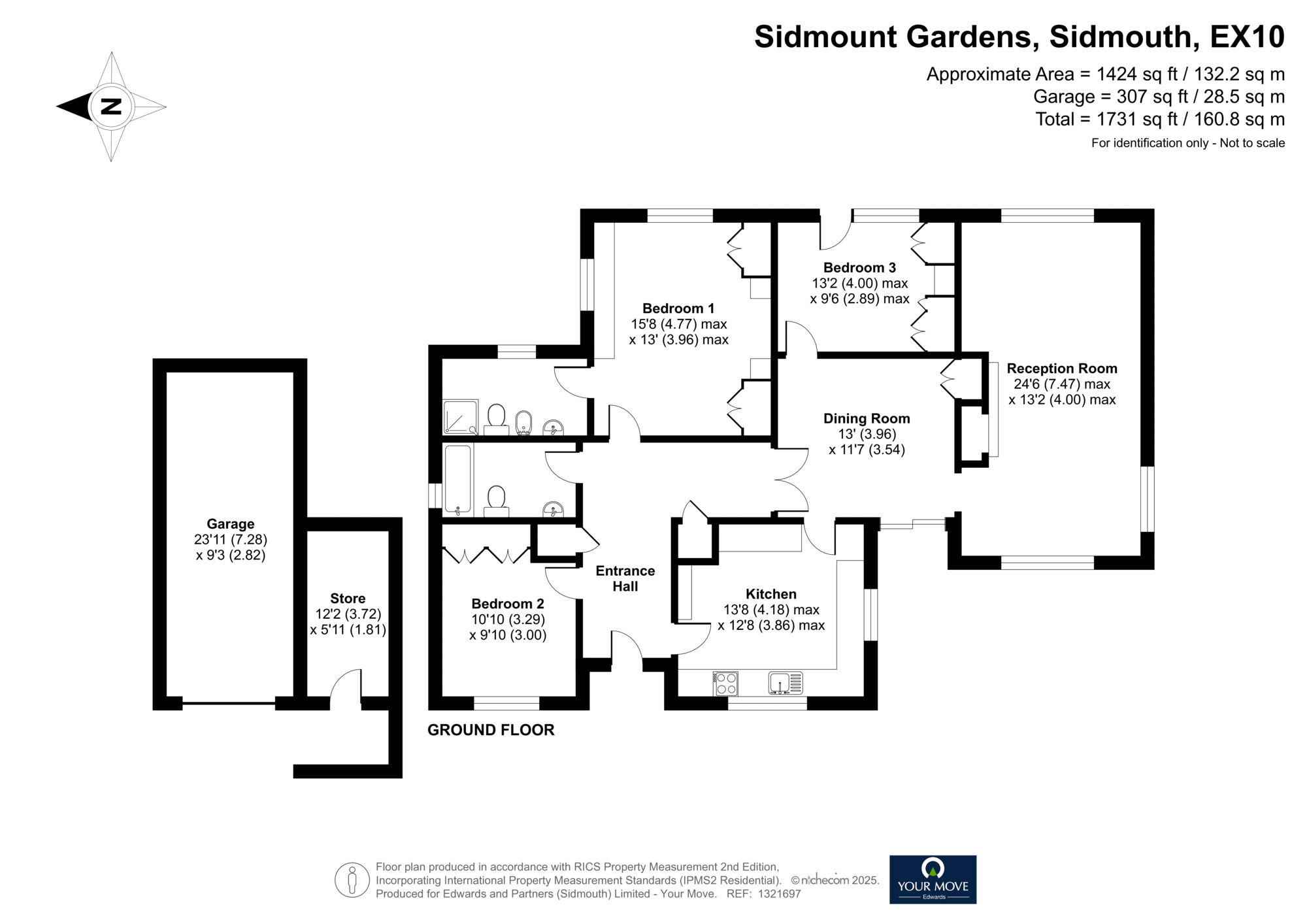 Floorplan of 3 bedroom Detached Bungalow for sale, Sidmount Gardens, Sidmouth, Devon, EX10
