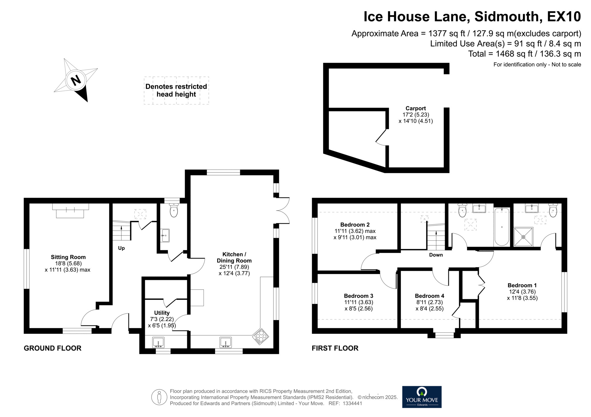 Floorplan of 4 bedroom Detached House for sale, Ice House Lane, Sidmouth, Devon, EX10