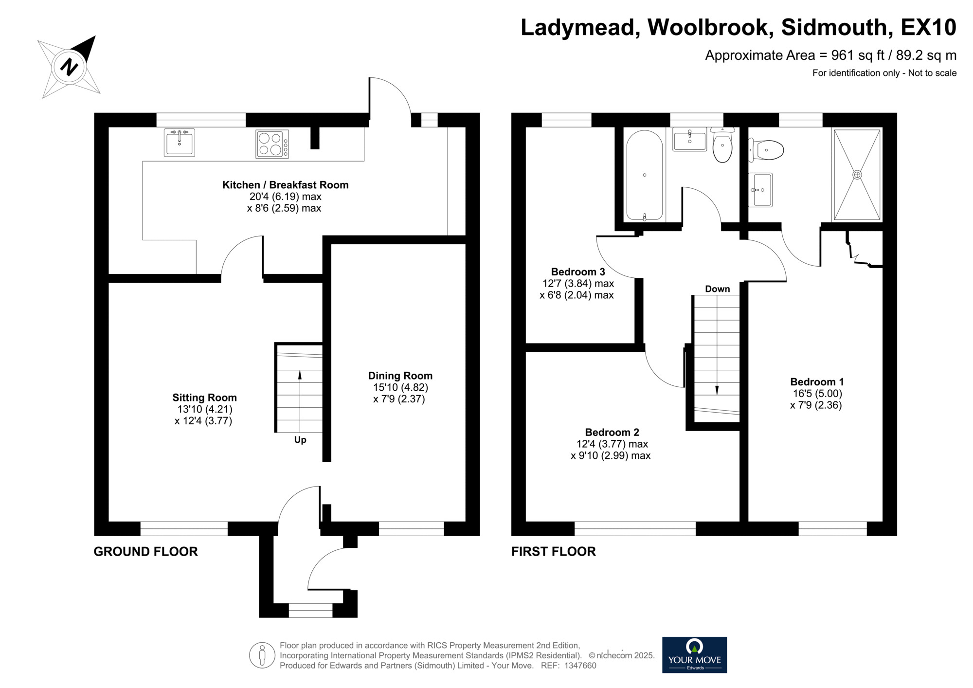 Floorplan of 3 bedroom Semi Detached House for sale, Ladymead, Woolbrook, Devon, EX10
