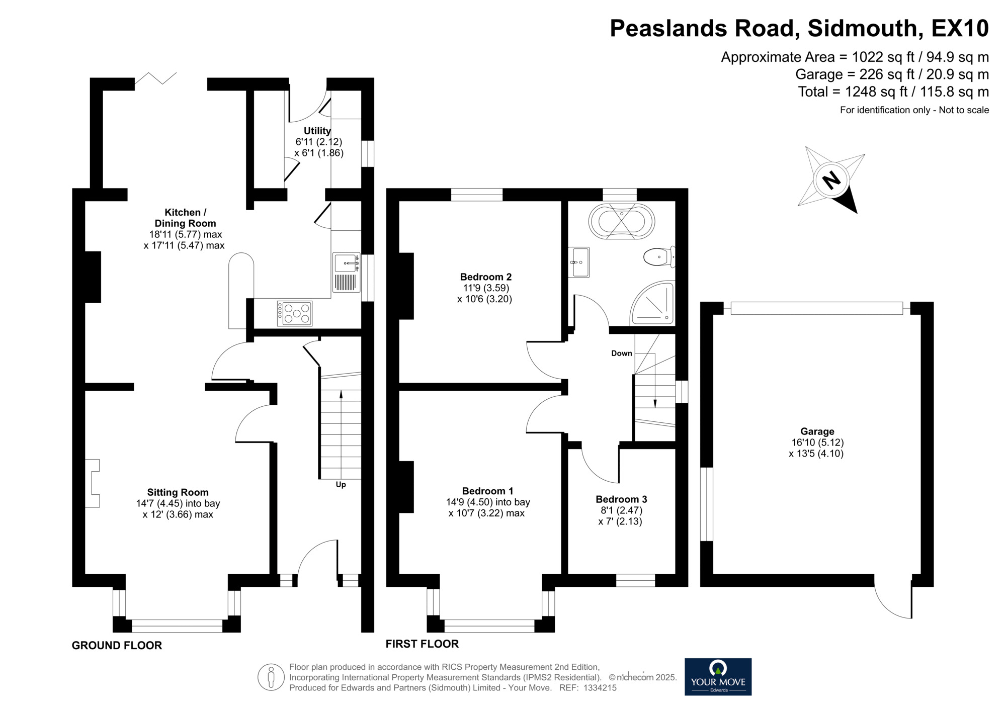 Floorplan of 3 bedroom Semi Detached House for sale, Peaslands Road, Sidmouth, Devon, EX10