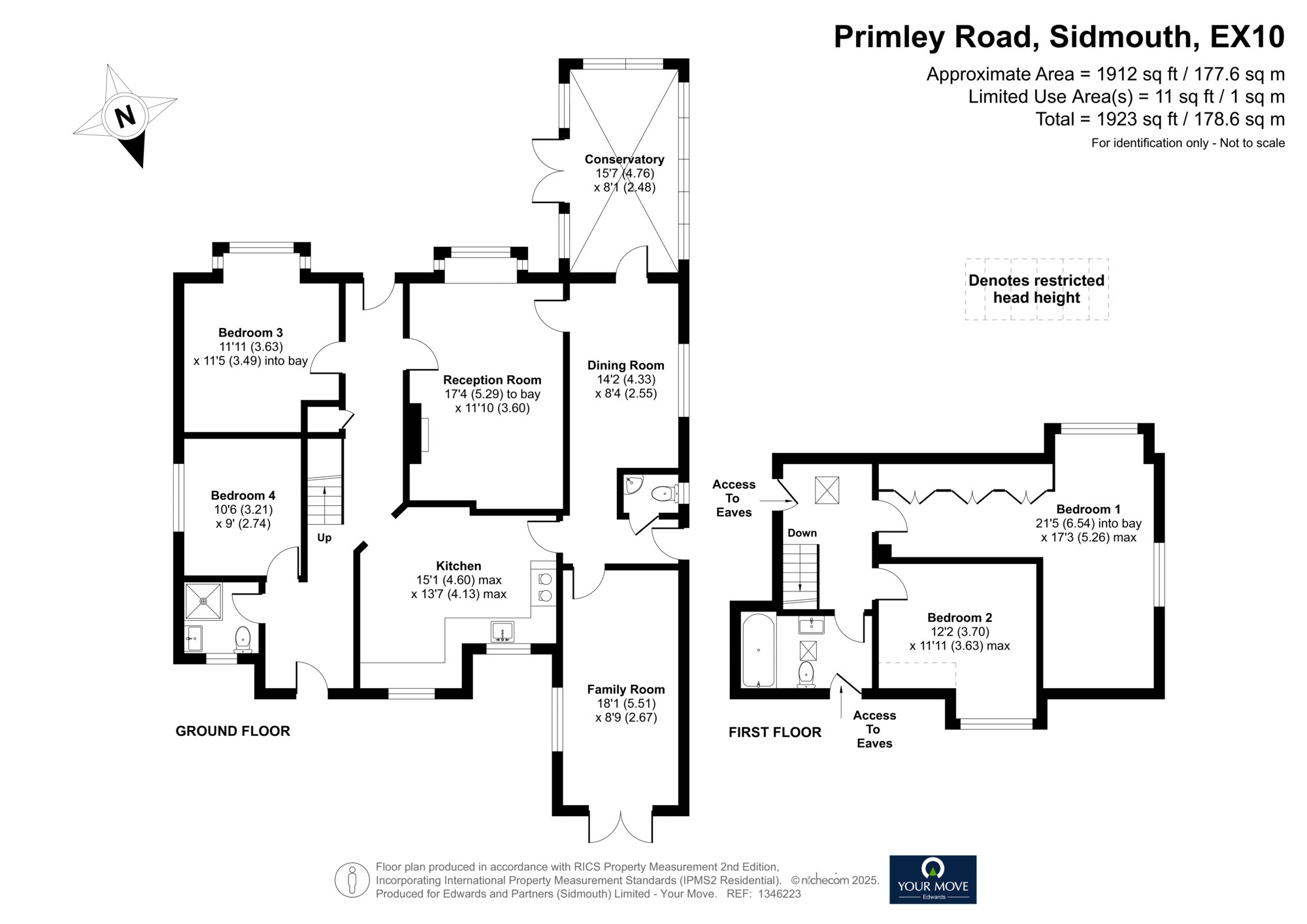 Floorplan of 5 bedroom Detached House for sale, Primley Road, Sidmouth, Devon, EX10