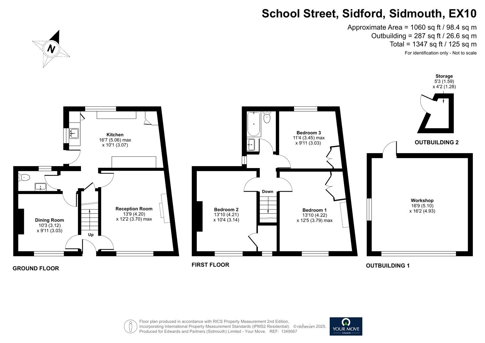 Floorplan of 3 bedroom Semi Detached House for sale, School Street, Sidford, Devon, EX10