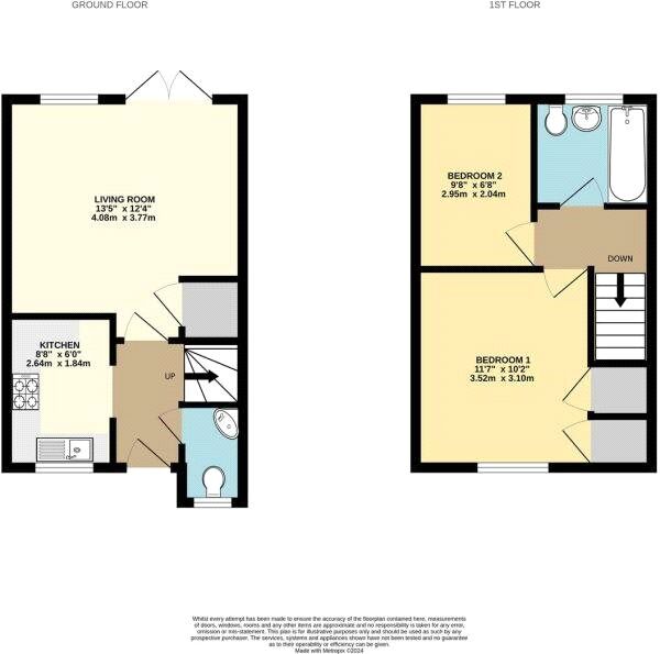 Floorplan of 2 bedroom Semi Detached House for sale, Newlands Road, Sidmouth, Devon, EX10