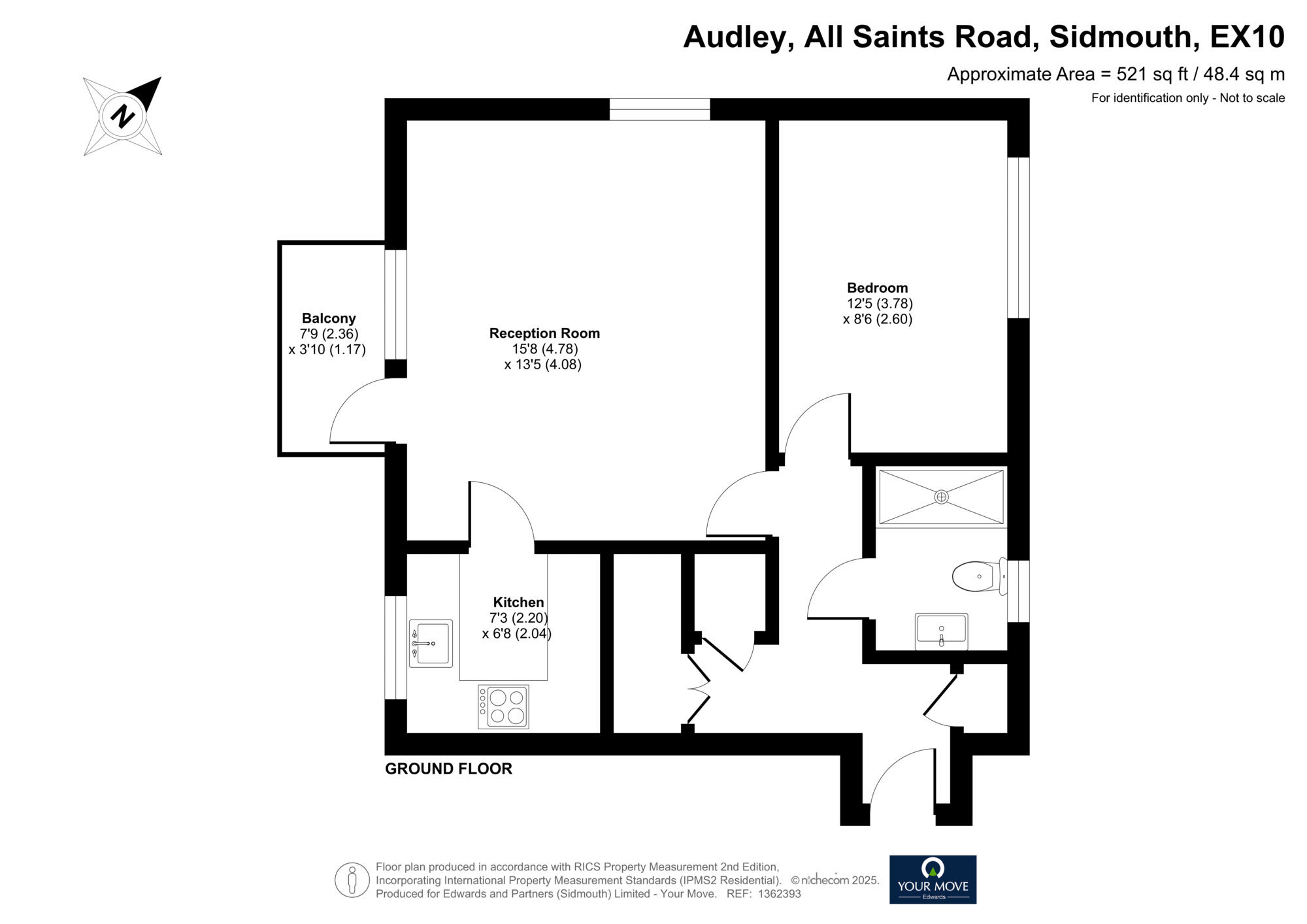 Floorplan of 1 bedroom  Flat for sale, All Saints Road, Sidmouth, Devon, EX10
