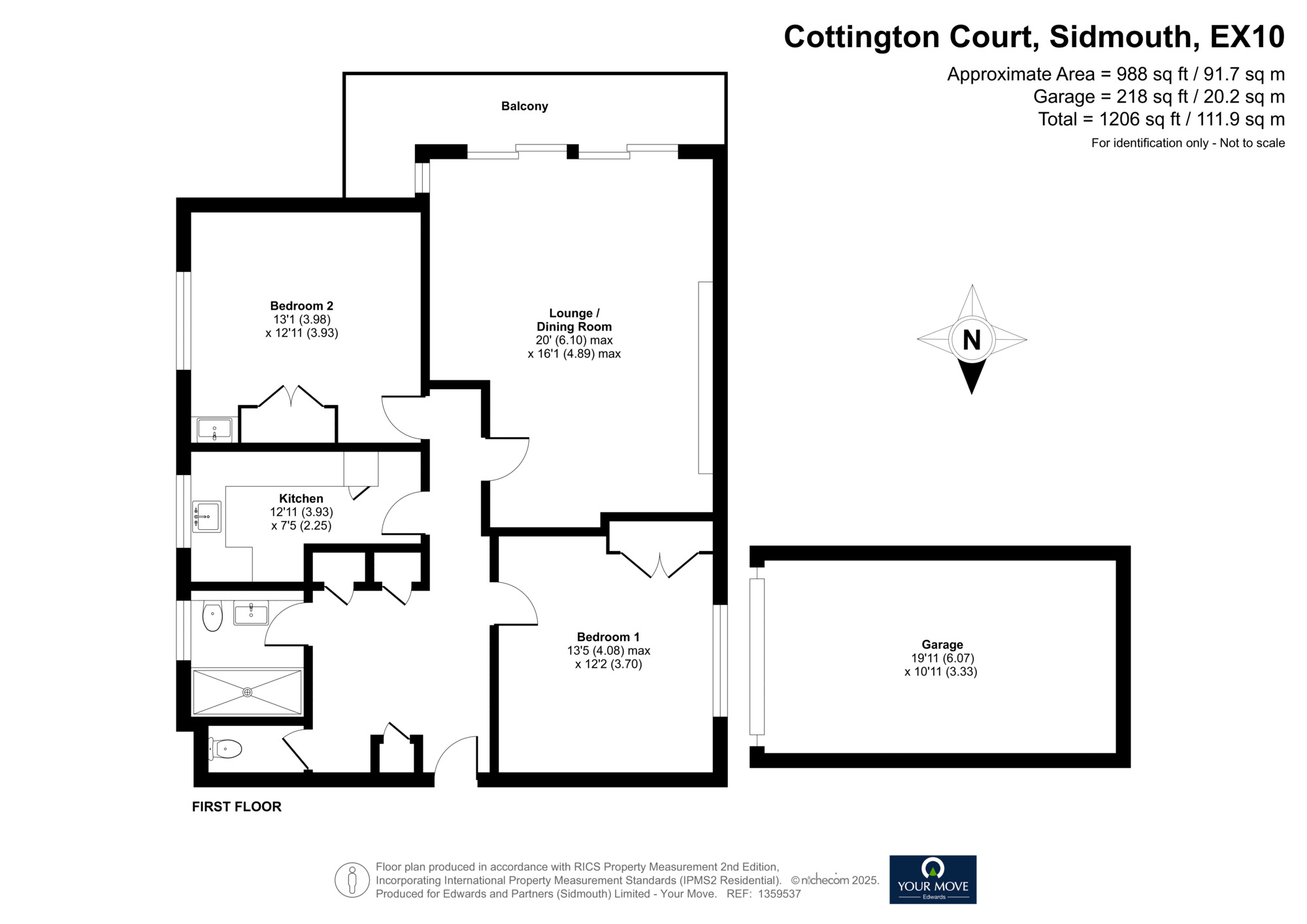 Floorplan of 2 bedroom  Flat for sale, Cottington Court, Sidmouth, Devon, EX10