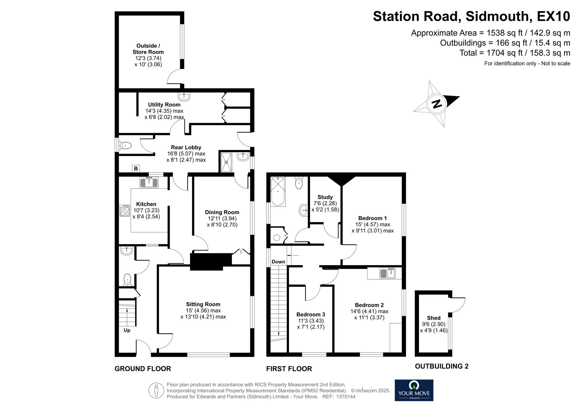 Floorplan of 3 bedroom Semi Detached House for sale, Station Road, Sidmouth, Devon, EX10