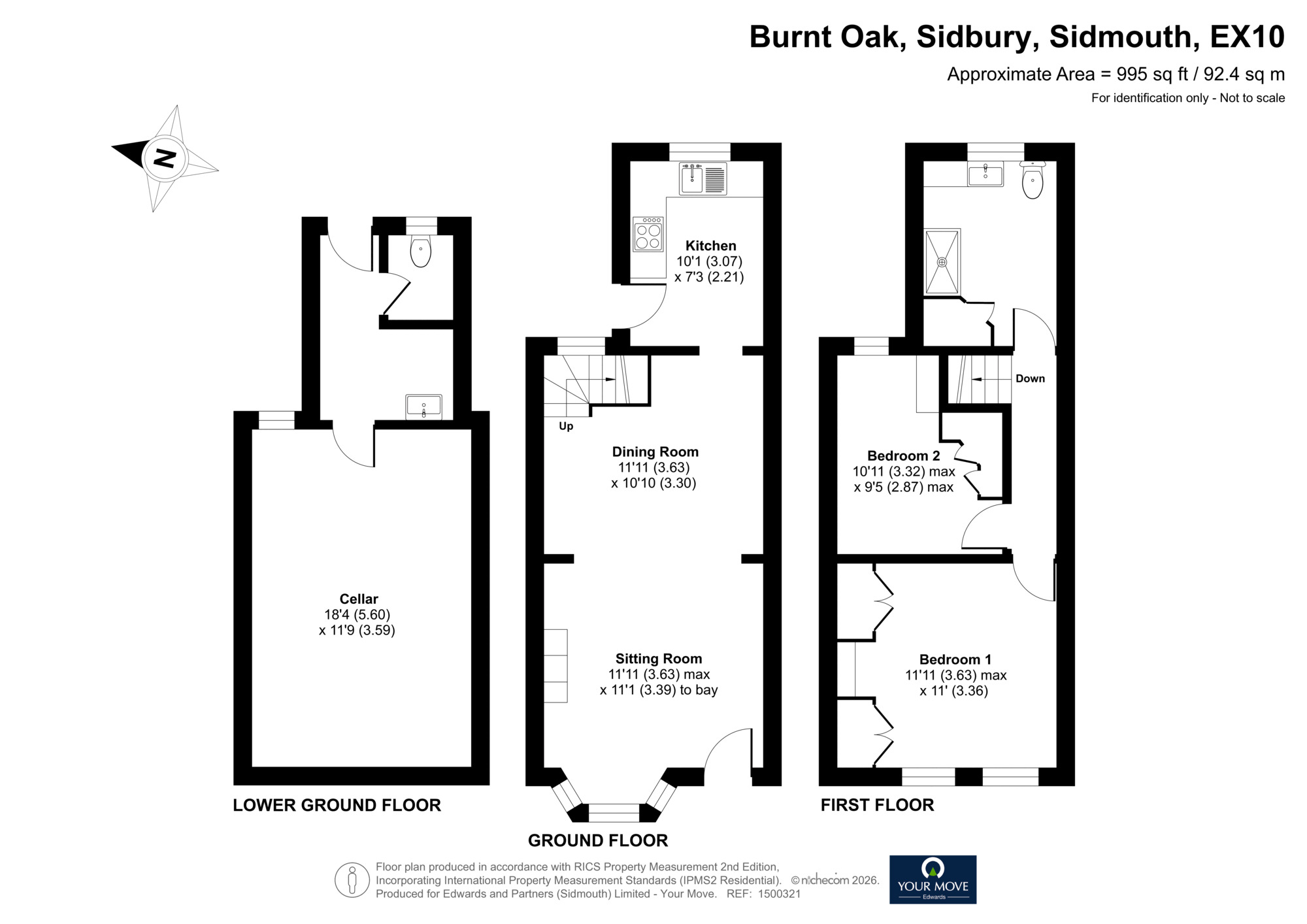 Floorplan of 2 bedroom Mid Terrace House for sale, Burnt Oak, Sidbury, Devon, EX10