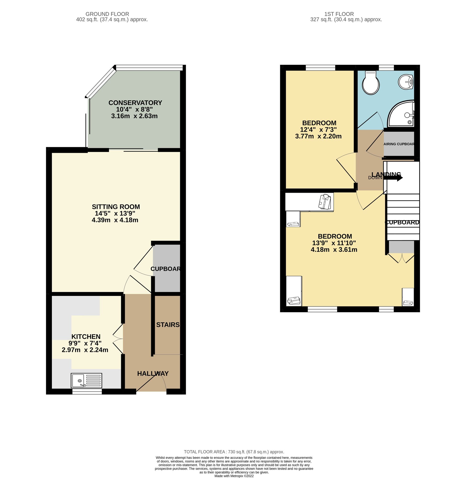 Floorplan of 2 bedroom End Terrace House for sale, Chambers Close, Sidmouth, Devon, EX10