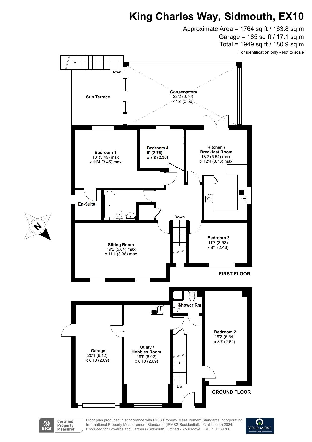 Floorplan of 4 bedroom Detached House for sale, King Charles Way, Sidmouth, Devon, EX10