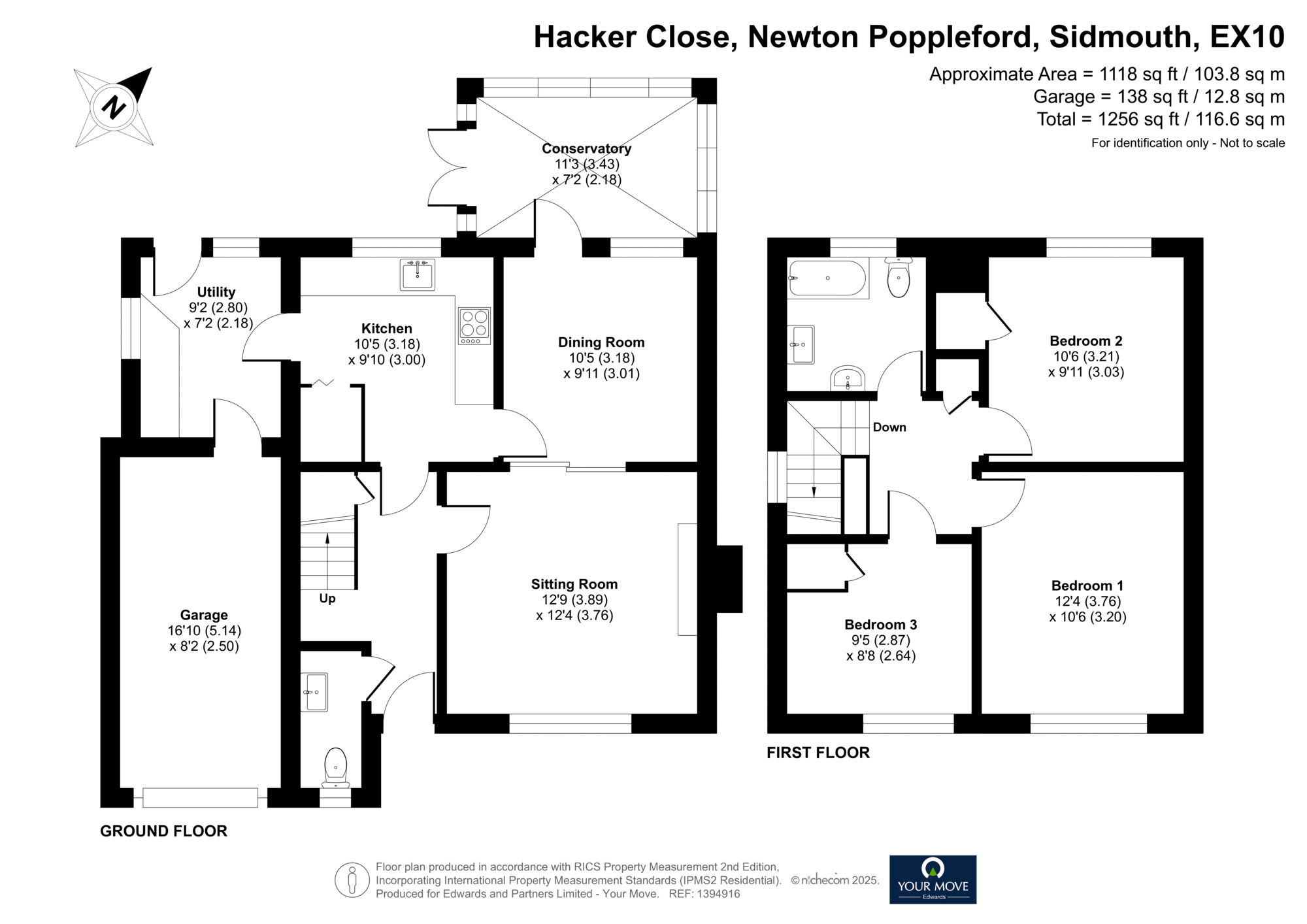 Floorplan of 3 bedroom Detached House for sale, Hacker Close, Newton Poppleford, Devon, EX10