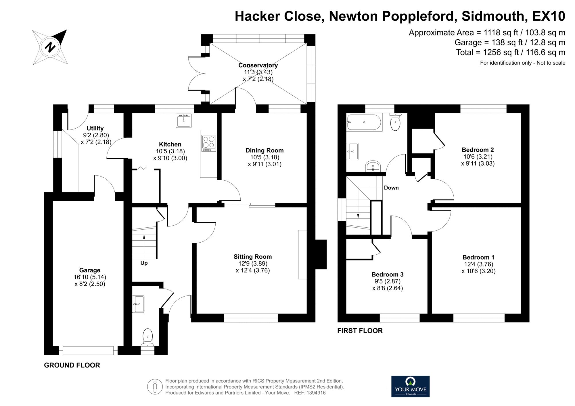 Floorplan of 3 bedroom Detached House for sale, Hacker Close, Newton Poppleford, Devon, EX10