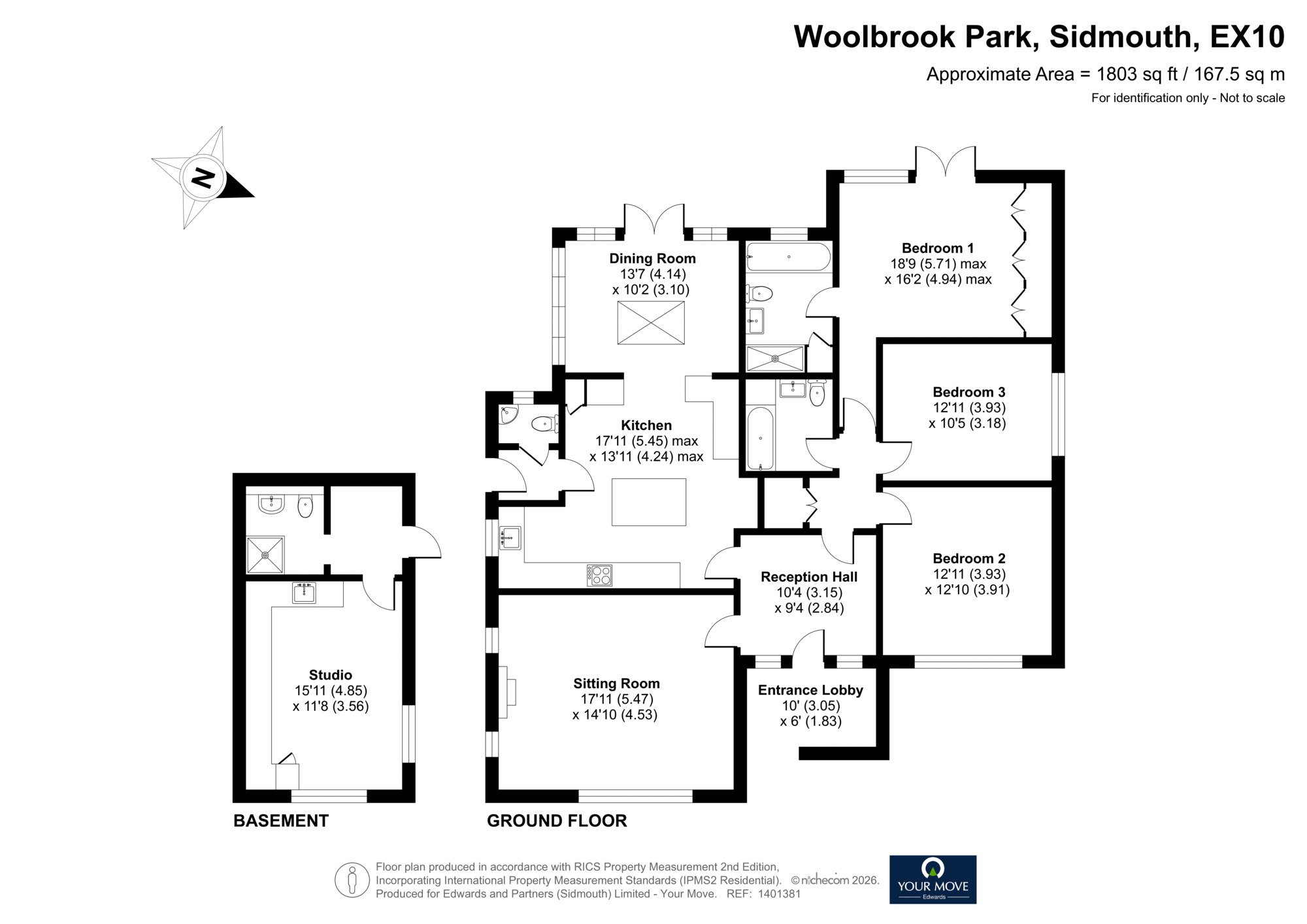 Floorplan of 3 bedroom Detached Bungalow for sale, Woolbrook Park, Sidmouth, Devon, EX10