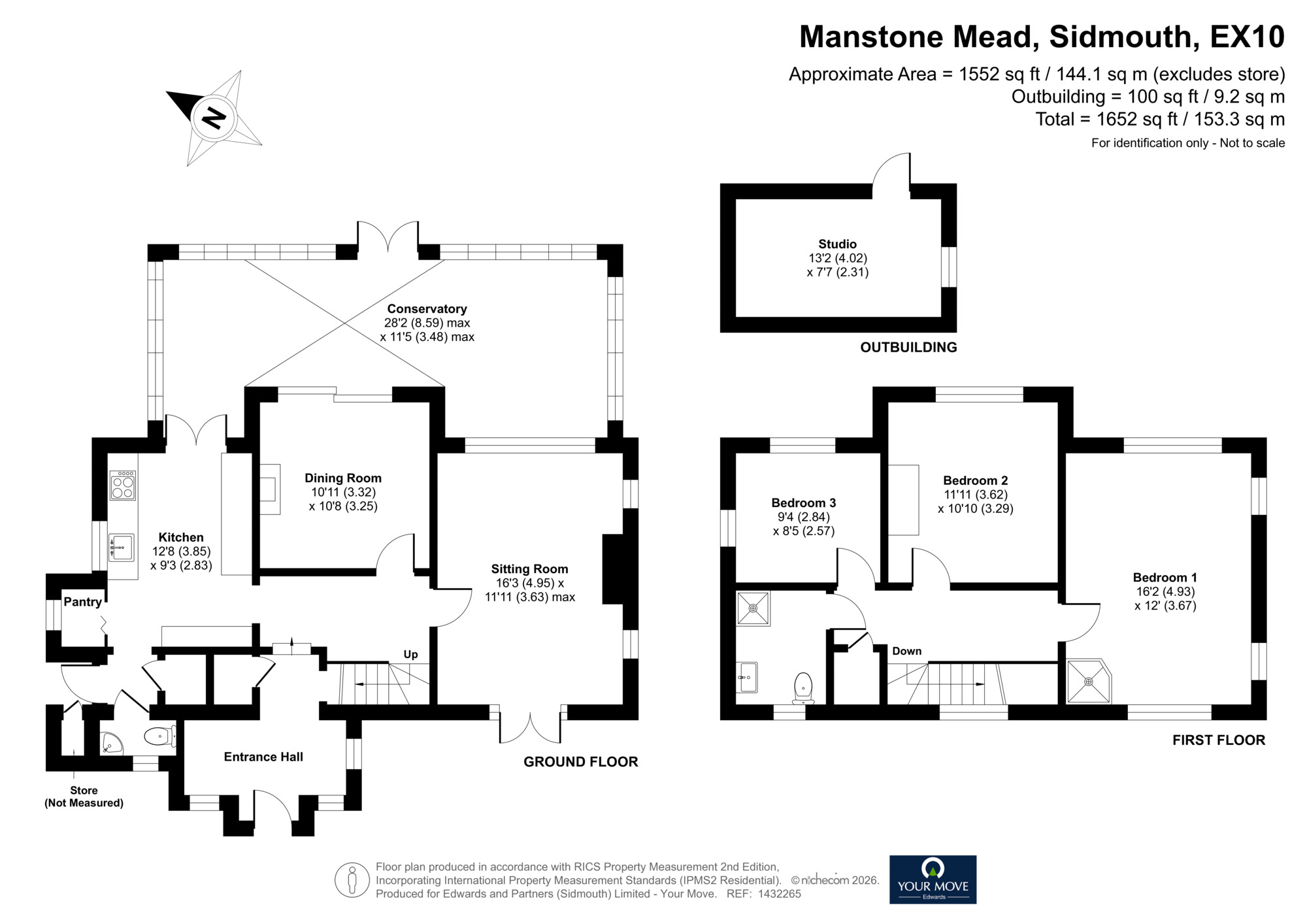 Floorplan of 3 bedroom Detached House for sale, Manstone Mead, Sidmouth, Devon, EX10