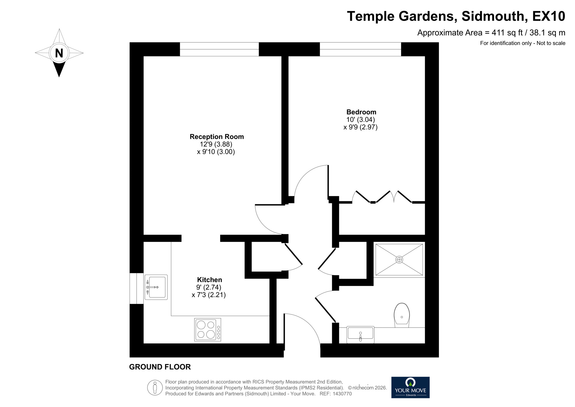 Floorplan of 1 bedroom Flat for sale, Temple Gardens, Sidmouth, Devon, EX10