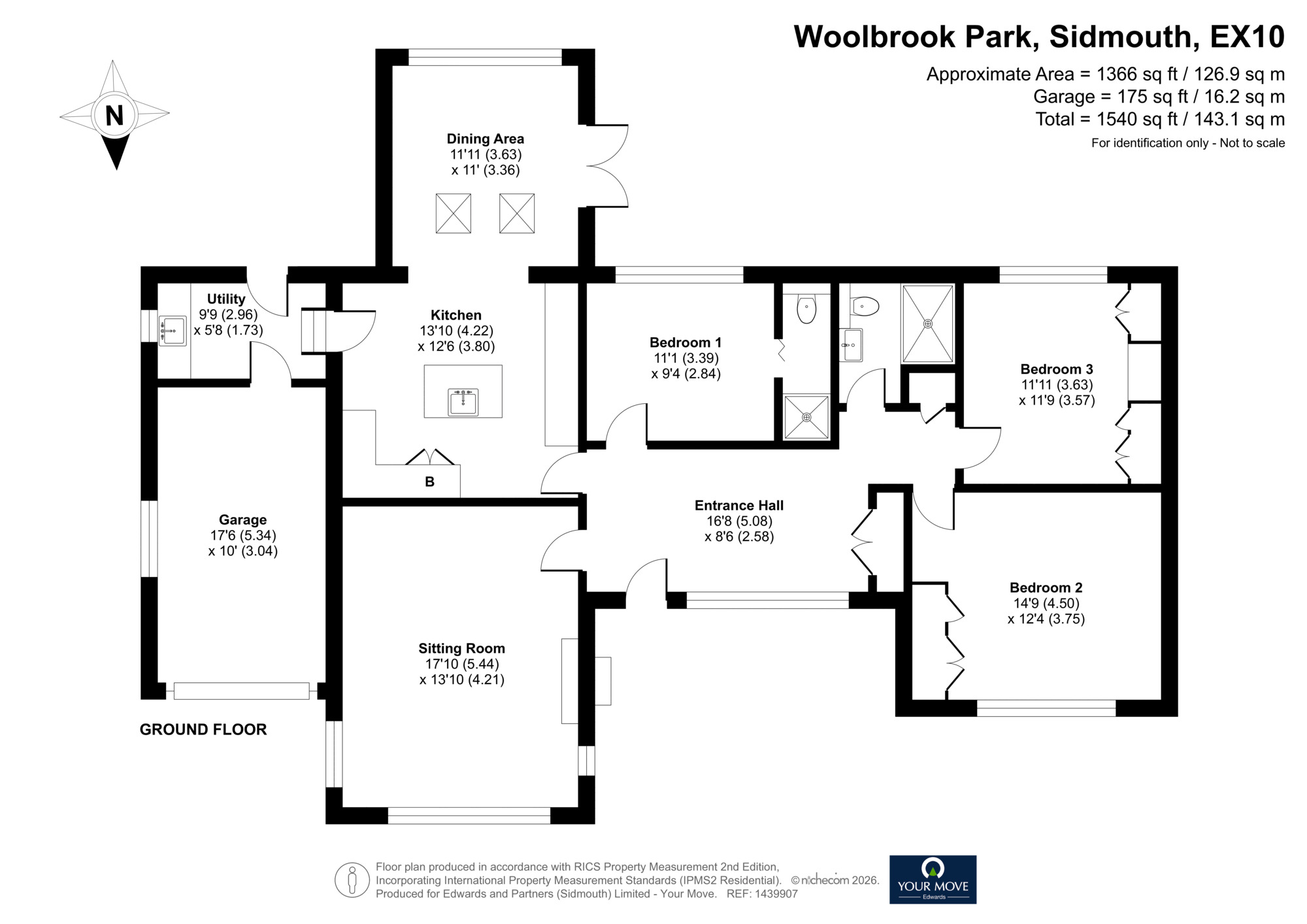 Floorplan of 3 bedroom Detached Bungalow for sale, Woolbrook Park, Sidmouth, Devon, EX10