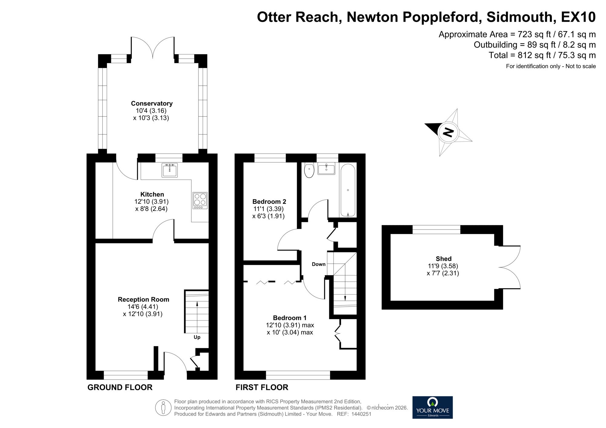 Floorplan of 2 bedroom Mid Terrace House for sale, Otter Reach, Newton Poppleford, EX10