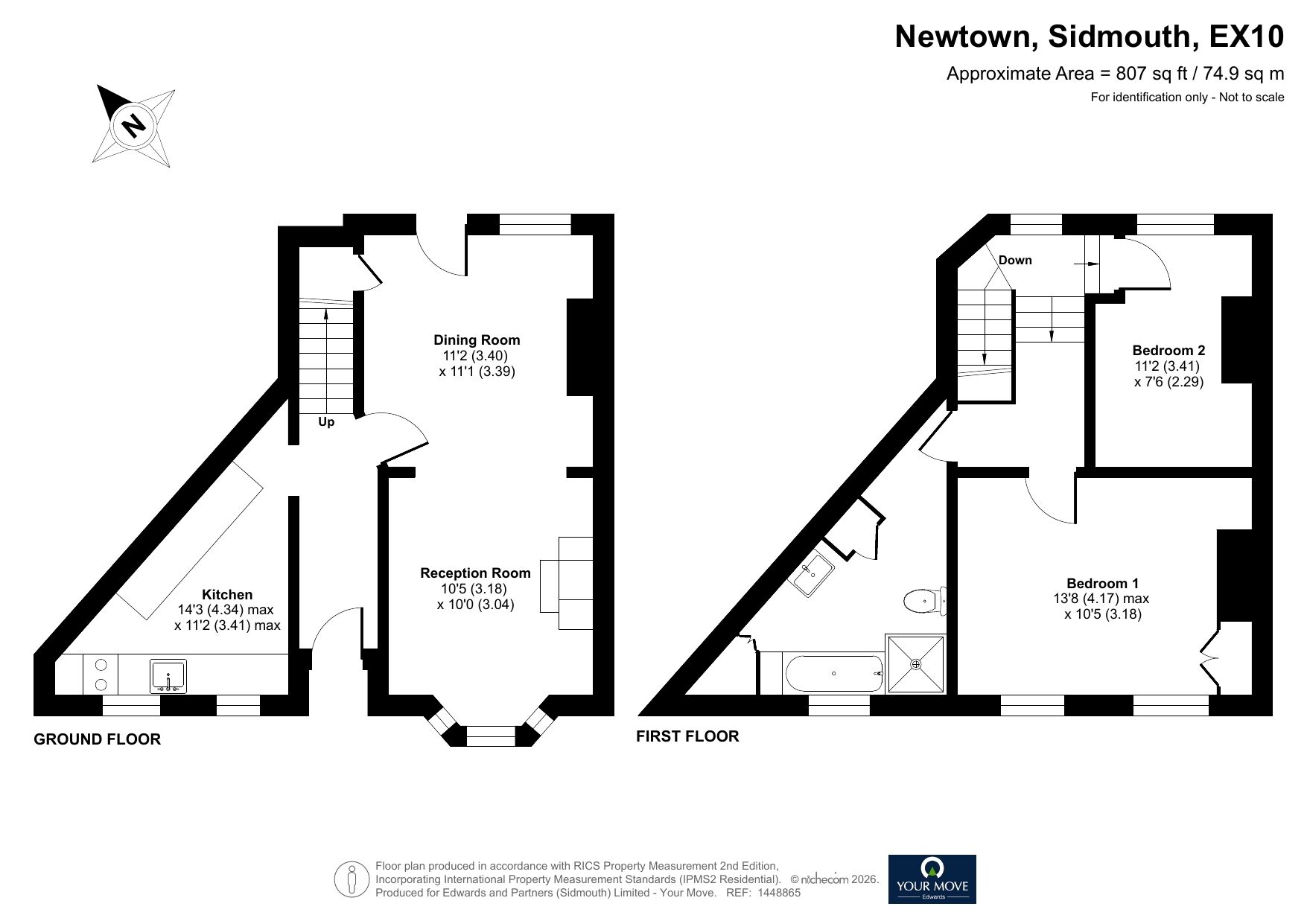 Floorplan of 2 bedroom Mid Terrace House for sale, Newtown, Sidmouth, Devon, EX10