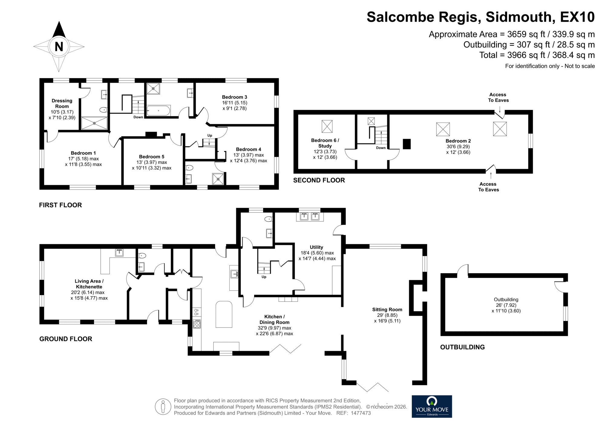 Floorplan of 6 bedroom Detached House for sale, Salcombe Regis, Sidmouth, Devon, EX10
