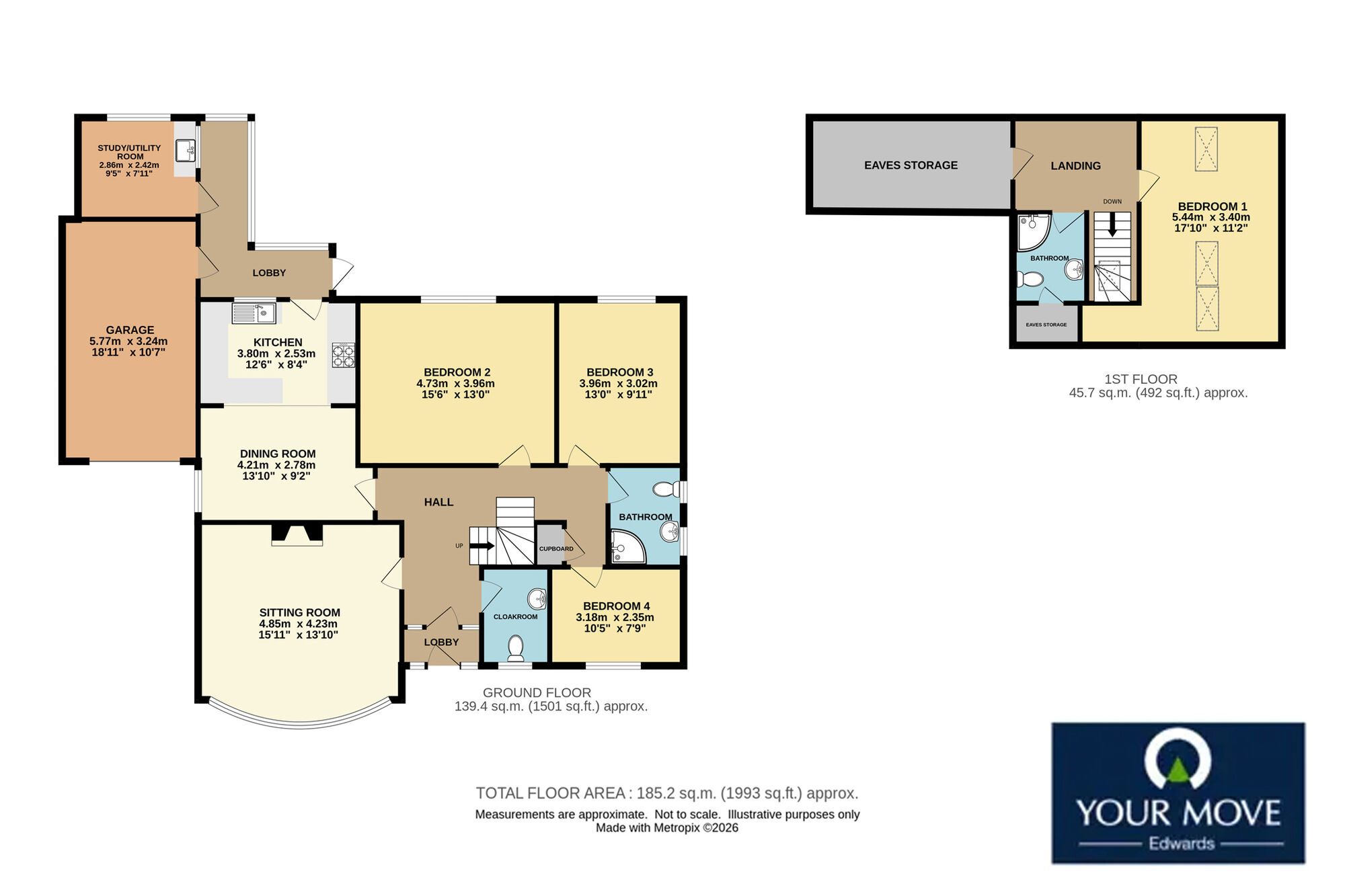Floorplan of 4 bedroom Detached Bungalow for sale, Woolbrook Rise, Sidmouth, Devon, EX10