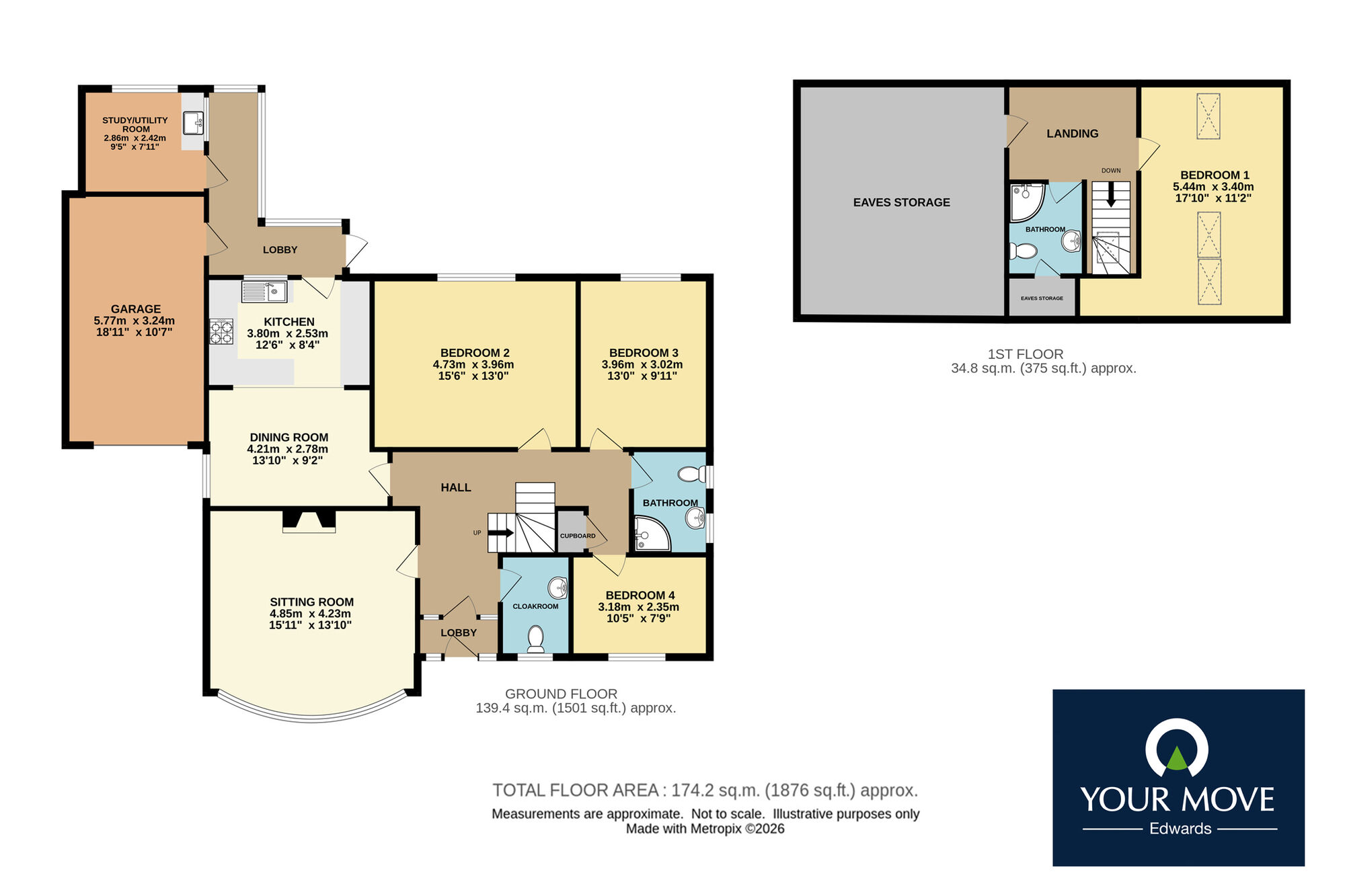 Floorplan of 4 bedroom Detached House for sale, Woolbrook Rise, Sidmouth, Devon, EX10