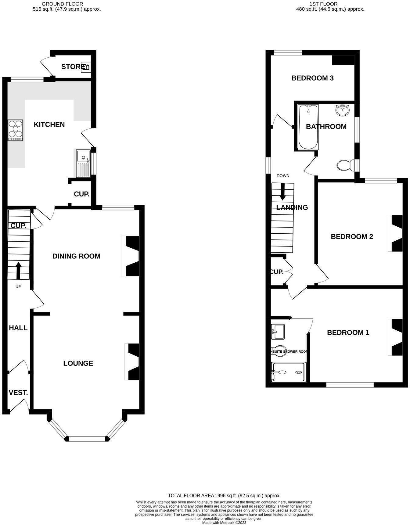 Floorplan of 3 bedroom Mid Terrace House for sale, Barnridge, Longmeadow Road, Exmouth, EX8