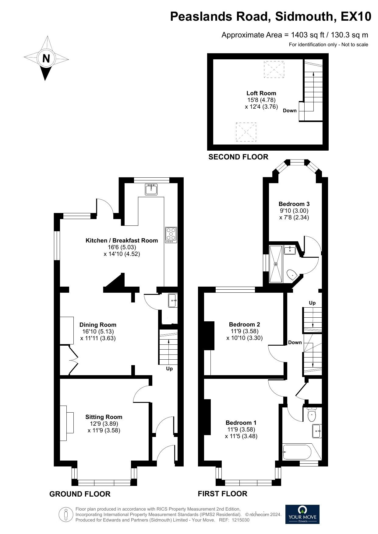 Floorplan of 3 bedroom Mid Terrace House for sale, Peaslands Road, Sidmouth, Devon, EX10