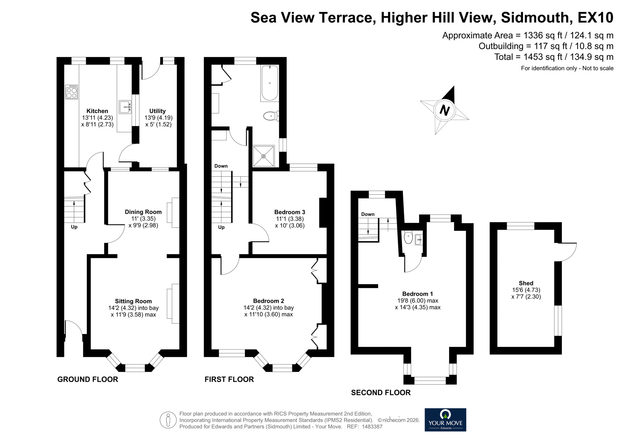 Floorplan of 3 bedroom Mid Terrace House for sale, Sea View Terrace, Higher Hill View, Devon, EX10