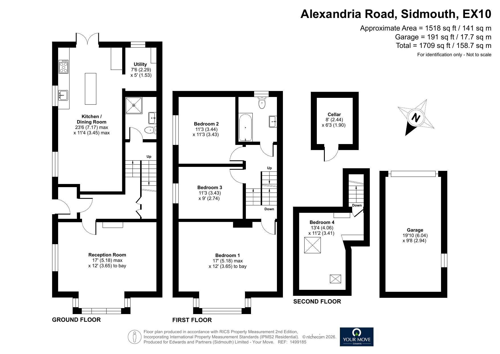 Floorplan of 4 bedroom Semi Detached House for sale, Alexandria Road, Sidmouth, Devon, EX10
