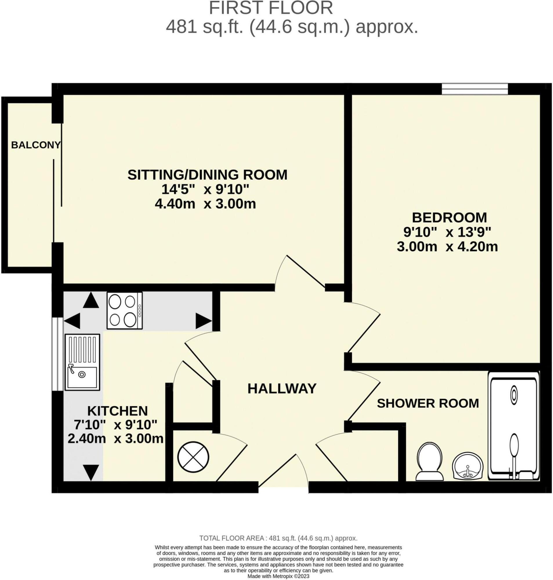 Floorplan of 1 bedroom Flat for sale, Western Court, Sidmouth, Devon, EX10