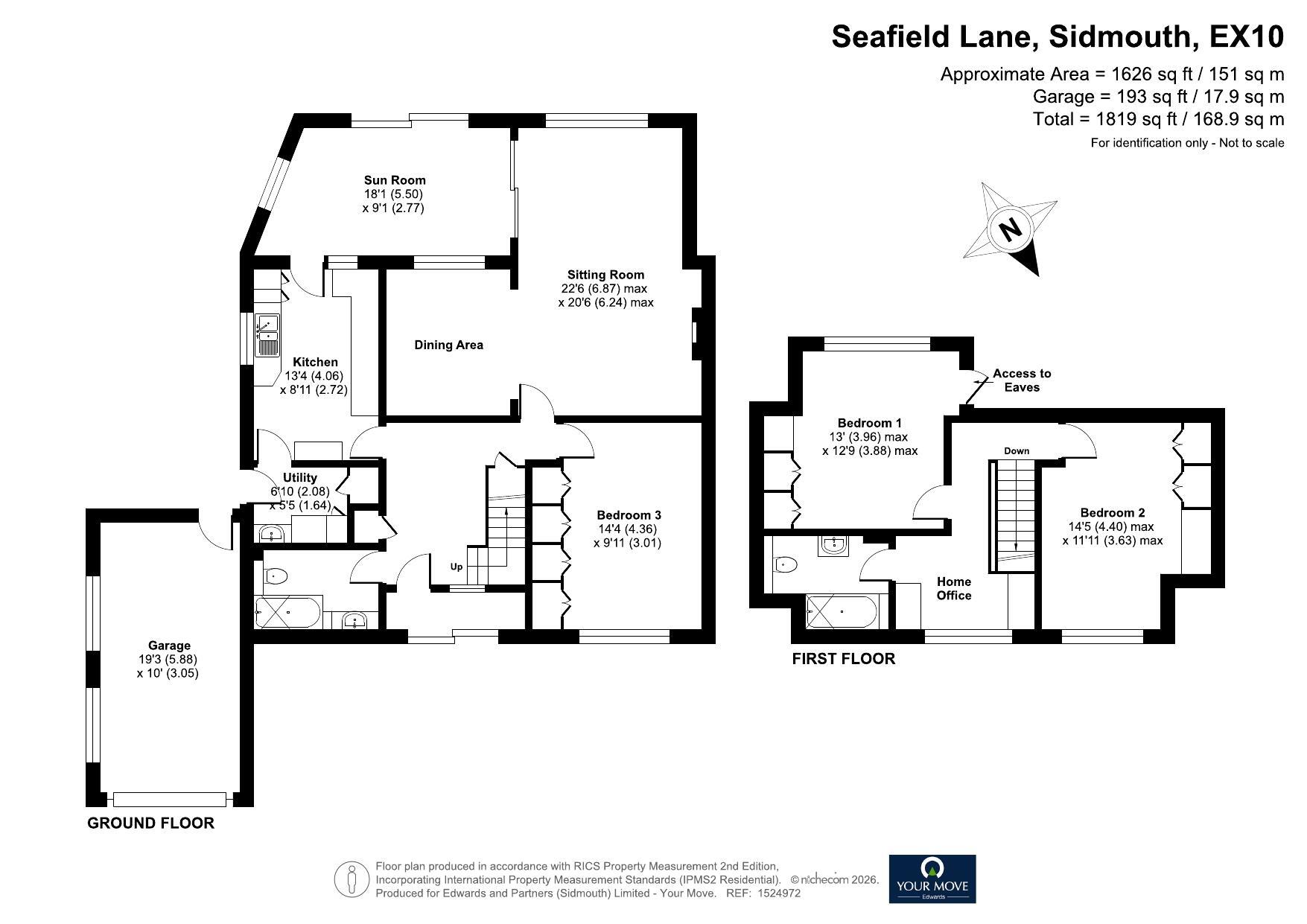 Floorplan of 3 bedroom Detached House for sale, Seafield Lane, Sidmouth, Devon, EX10