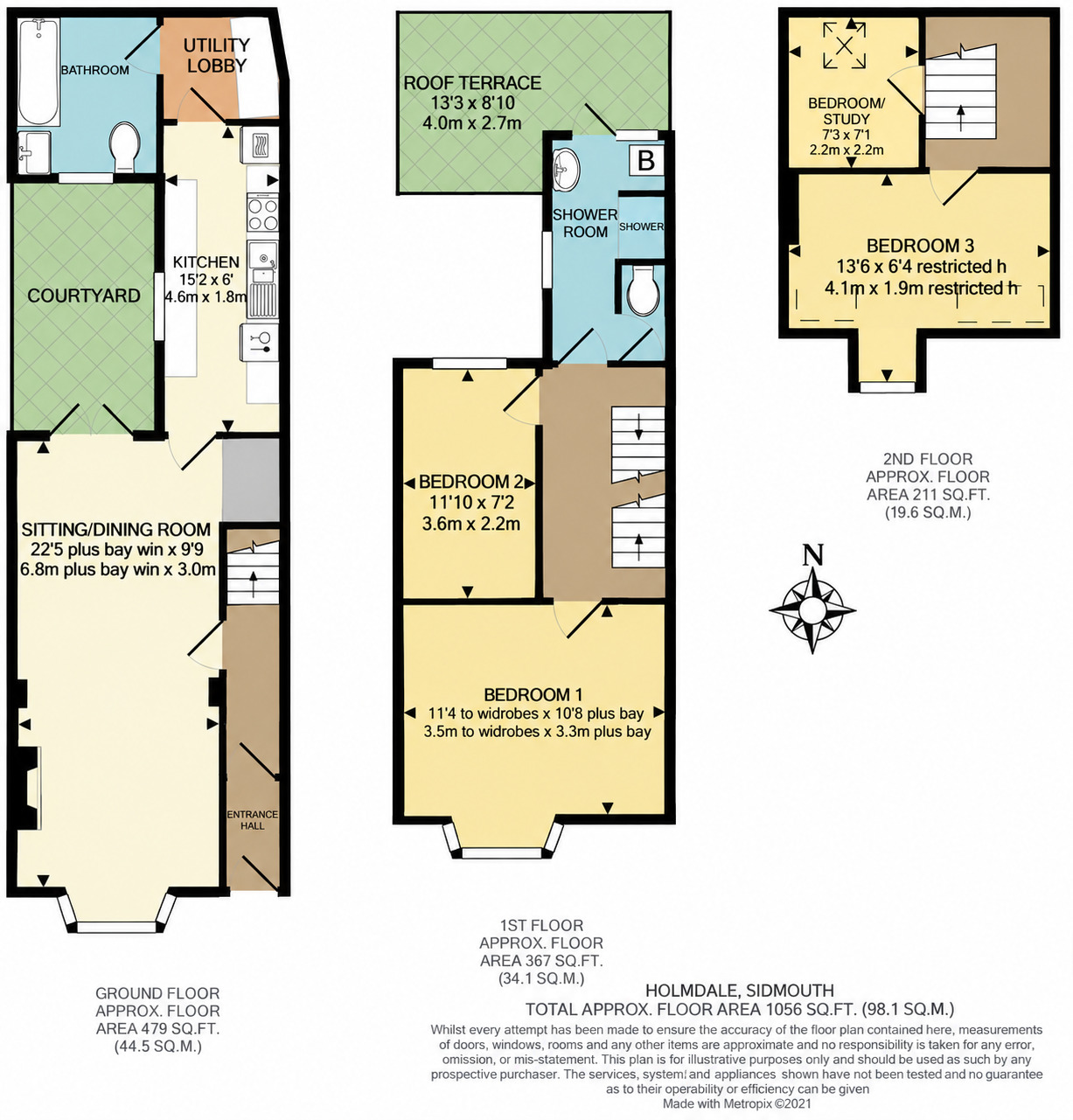 Floorplan of 4 bedroom Mid Terrace House to rent, Holmdale, Devon, EX10