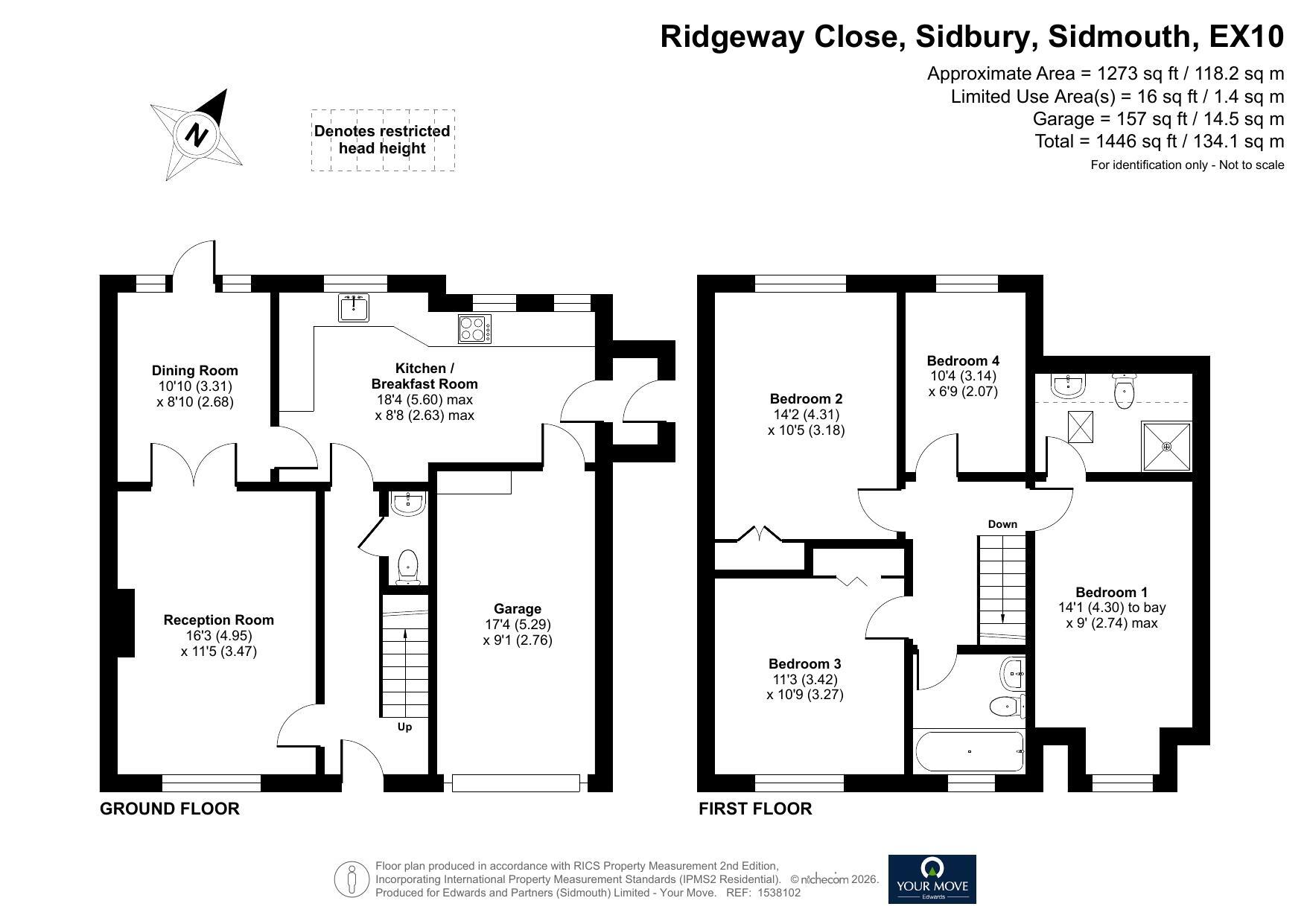 Floorplan of 4 bedroom Detached House for sale, Ridgeway Close, Sidbury, Devon, EX10