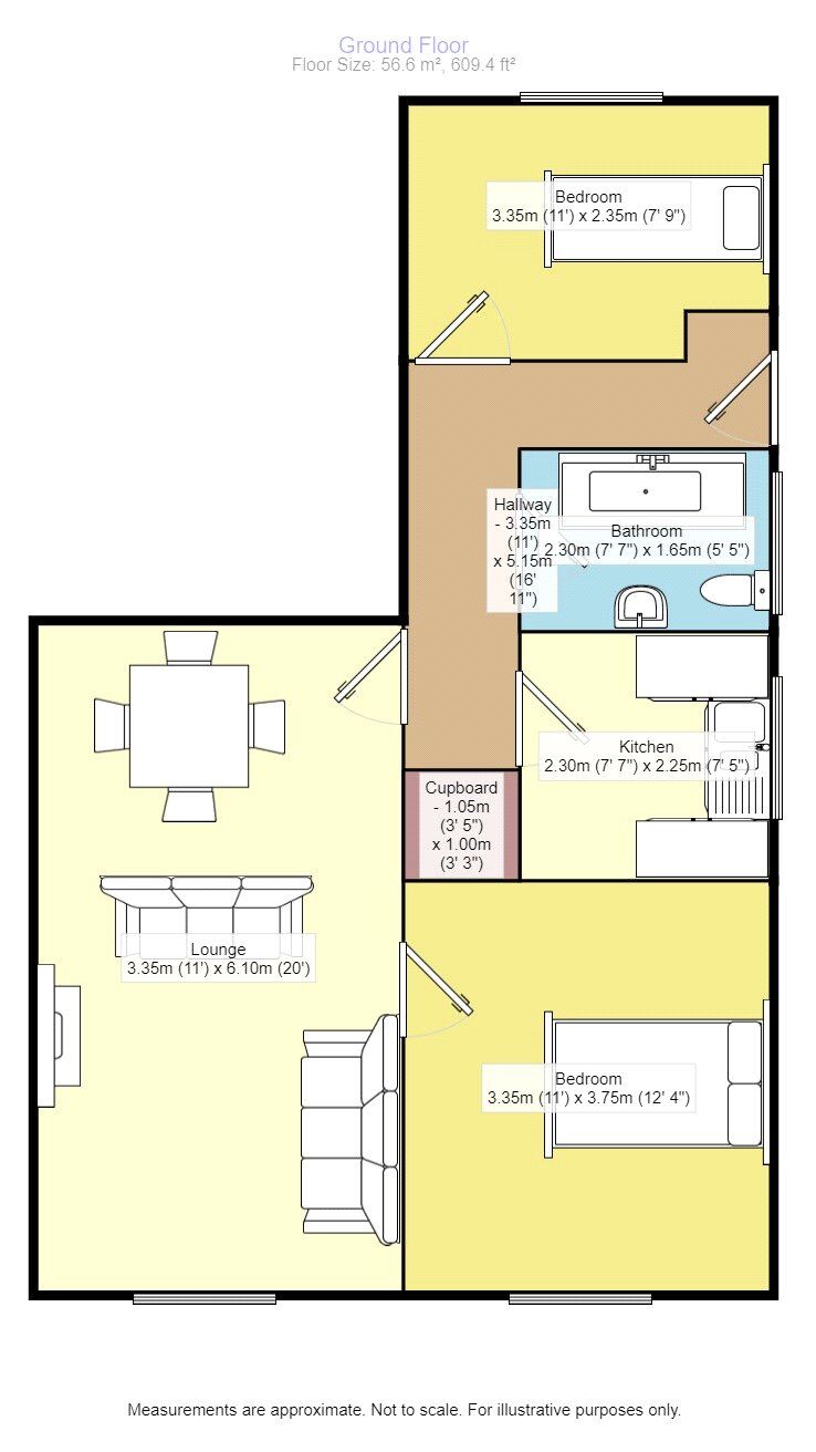 Floorplan of 2 bedroom  Flat for sale, Kington Way, Birmingham, West Midlands, B33