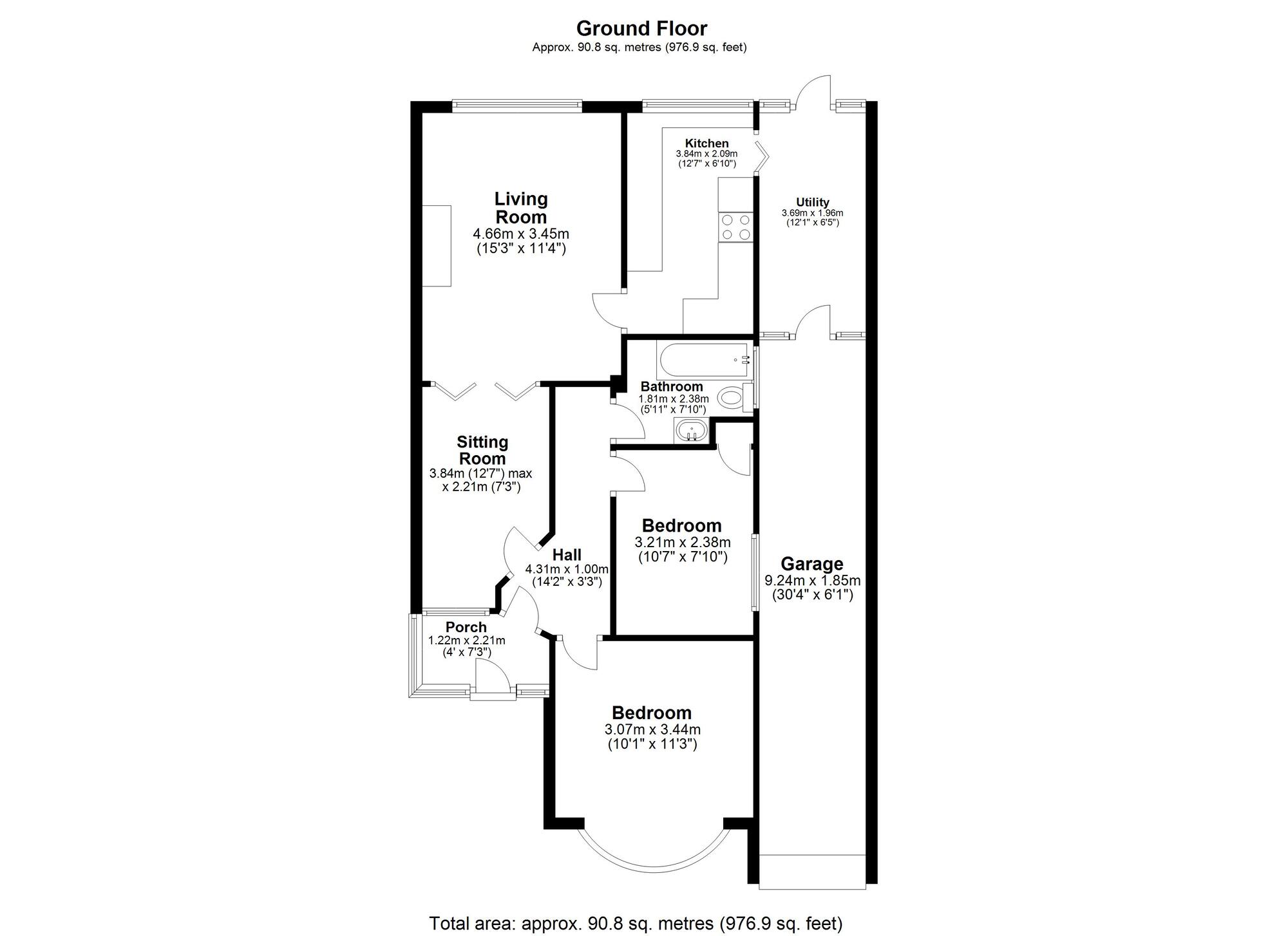 Floorplan of 2 bedroom Semi Detached Bungalow for sale, Heath Way, Birmingham, West Midlands, B34