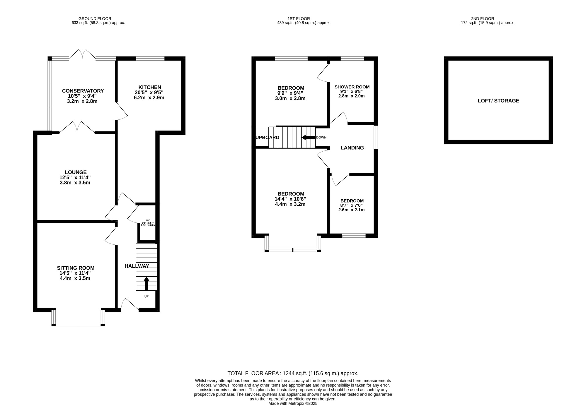 Floorplan of 3 bedroom Semi Detached House for sale, Manor Road, Stechford, West Midlands, B33