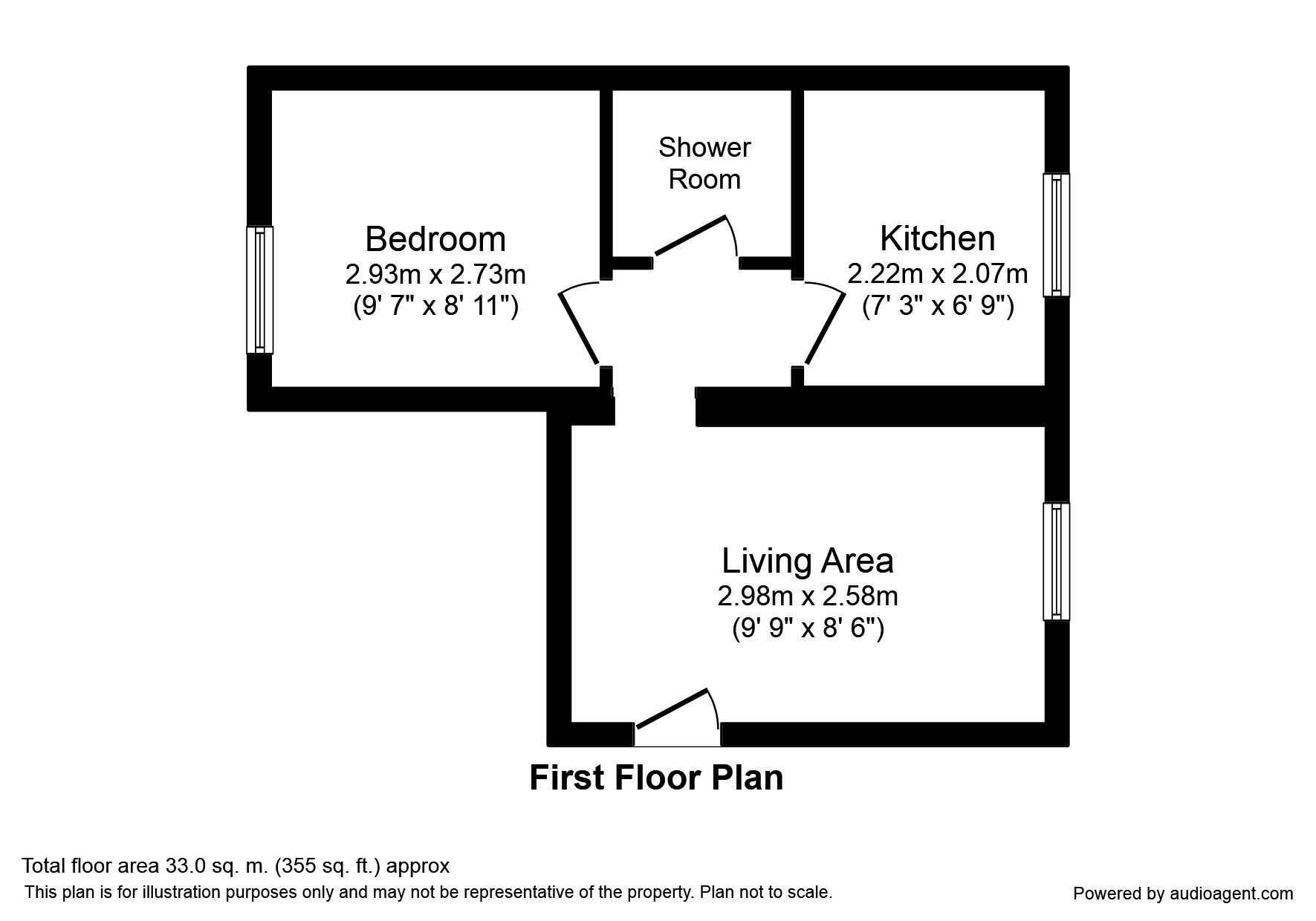 Floorplan of 1 bedroom Flat to rent, Chapel Road, Foxhole, Cornwall, PL26