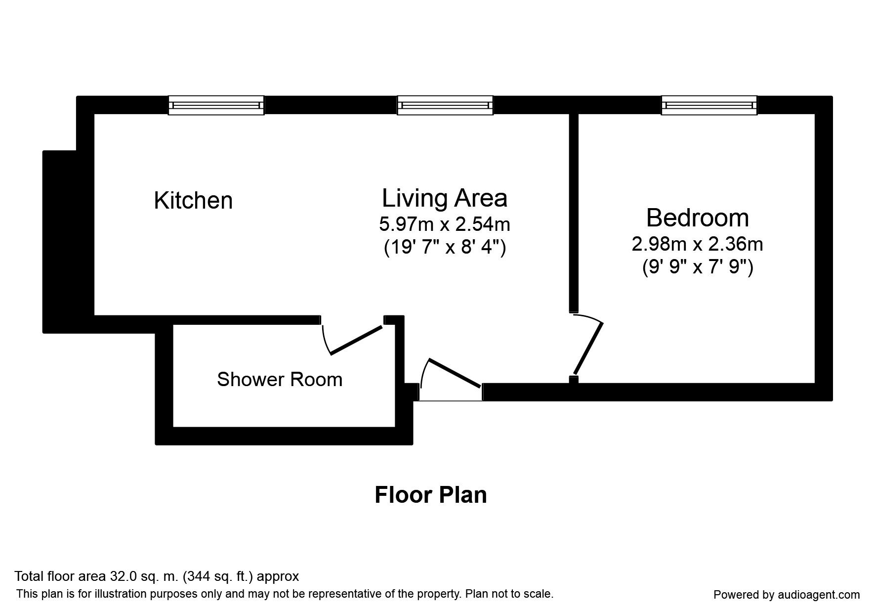 Floorplan of 1 bedroom Flat to rent, Chapel Road, Foxhole, Cornwall, PL26