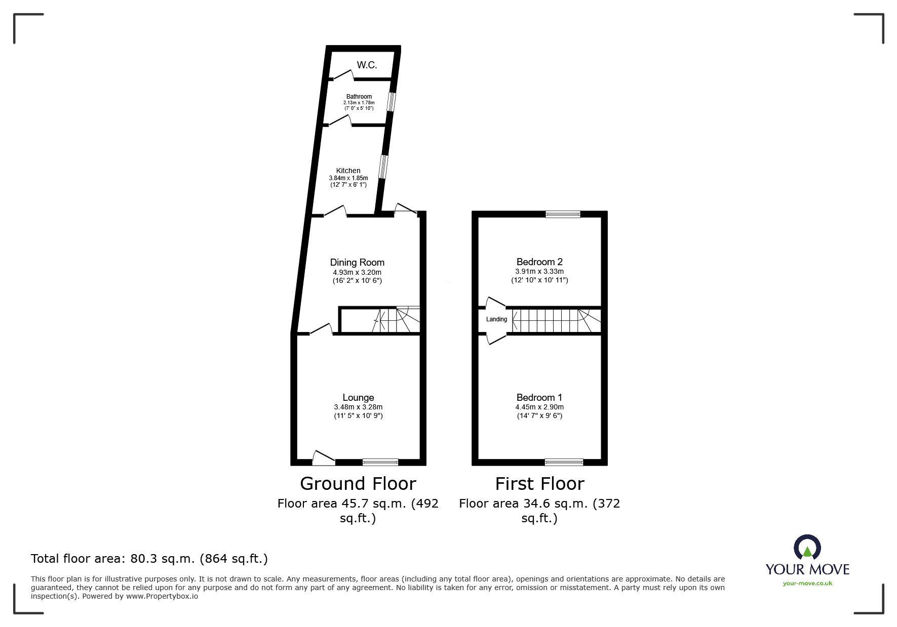 Floorplan of 2 bedroom Mid Terrace House to rent, Silverdale Road, Newcastle, Staffordshire, ST5